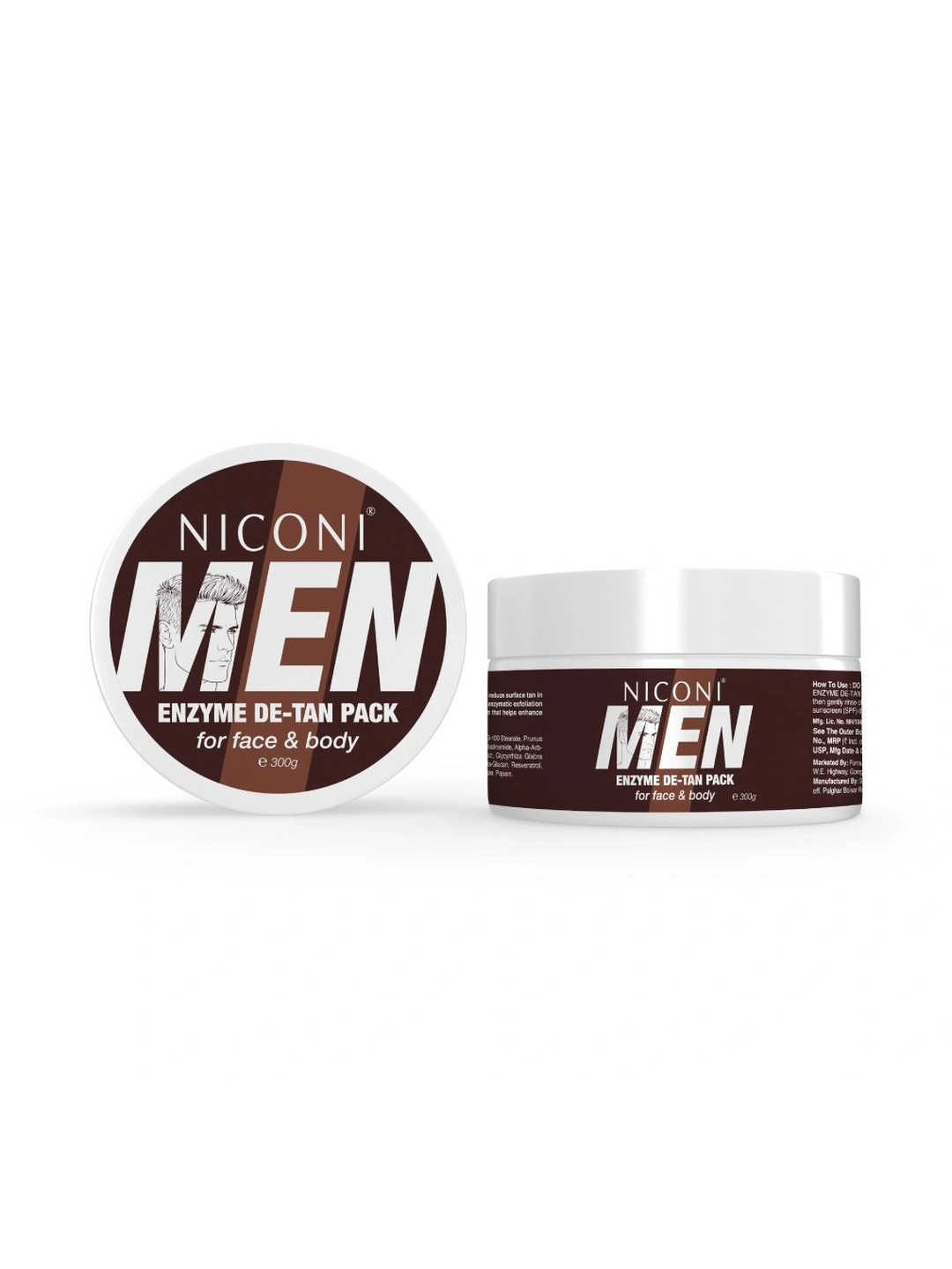 Niconi Men Enzyme De-Tan Pack For Face & Body - 300 g