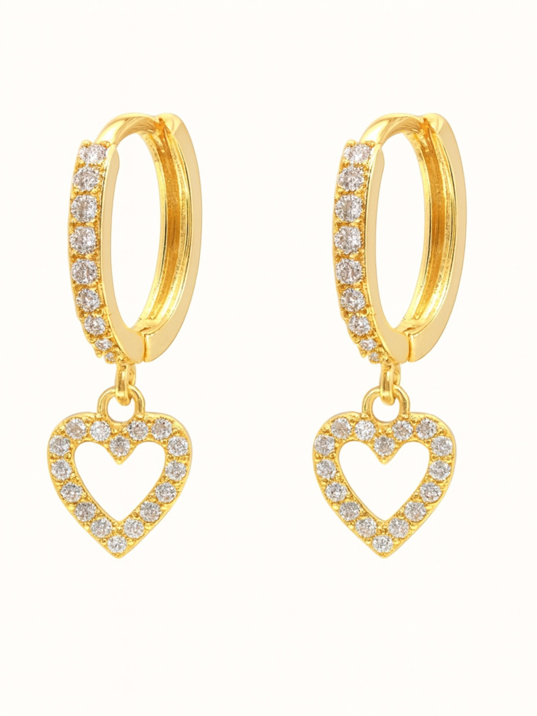 ZAISHA 18k Gold Plated Stainless Steel Muse Hearts Bali Hoop Earrings