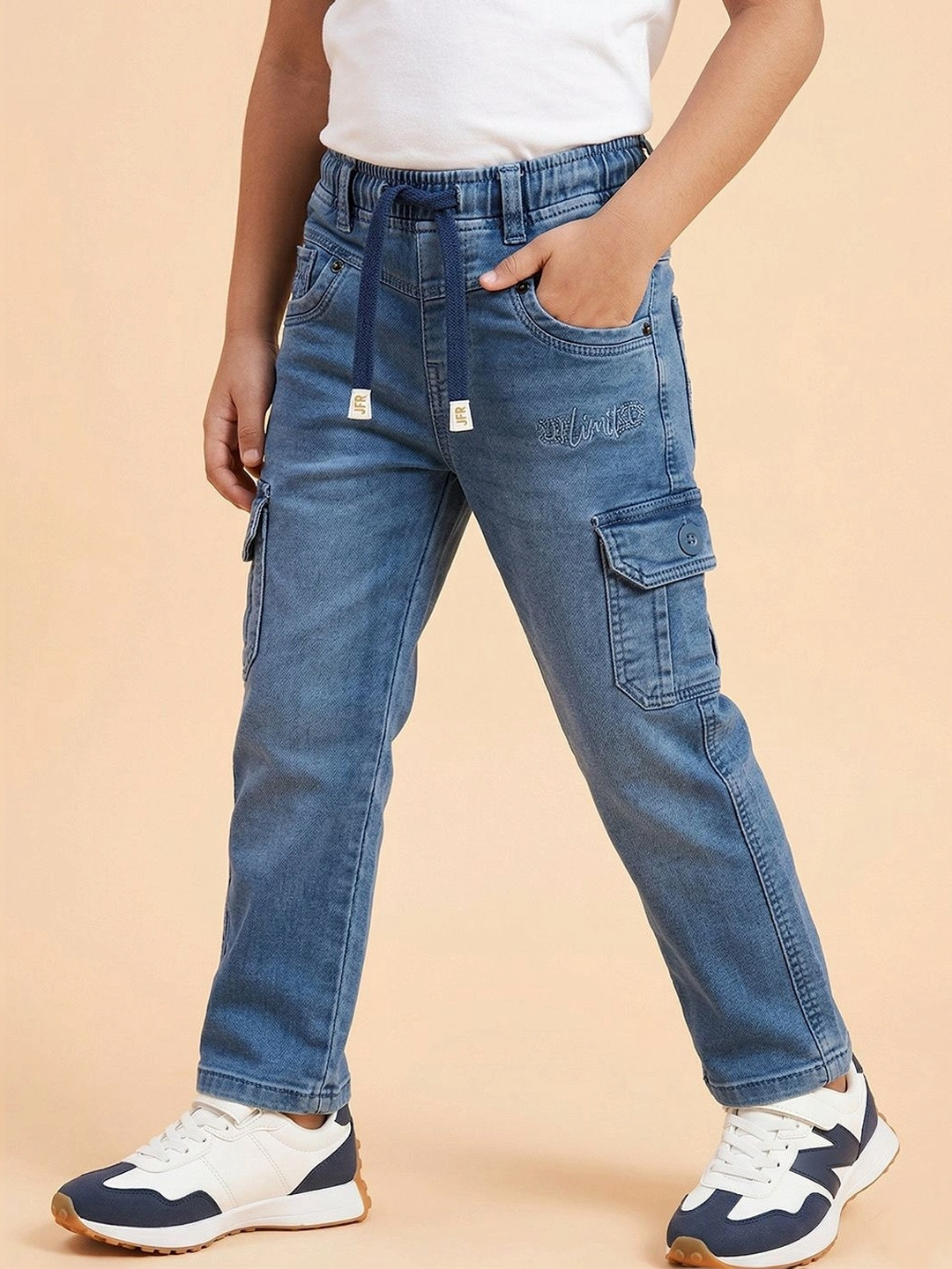 Dripteen Boys Straight Fit Mid-Rise Coated Stretchable Jeans