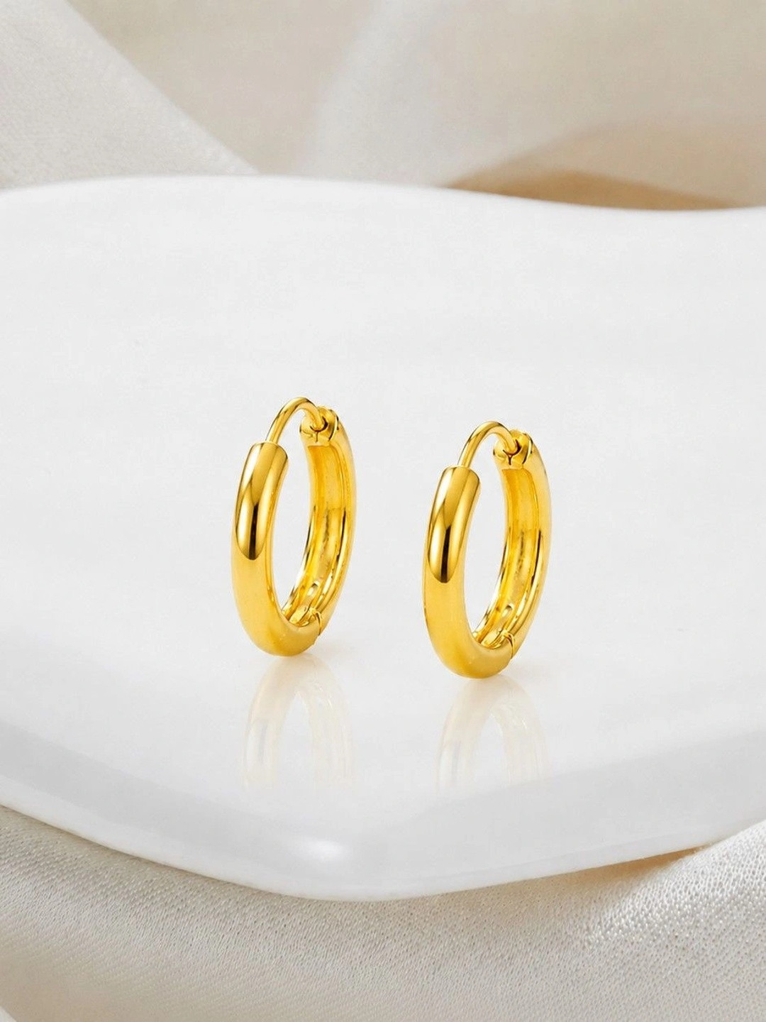 ShimmerTots Girls 925 Silver Gold Plated Classic Hoop Earrings