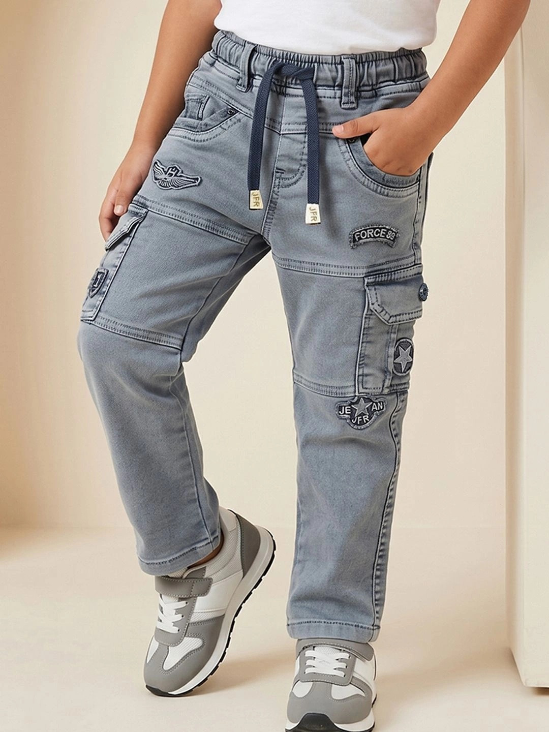 Dripteen Boys Straight Fit Mid-Rise Coated Stretchable Jeans