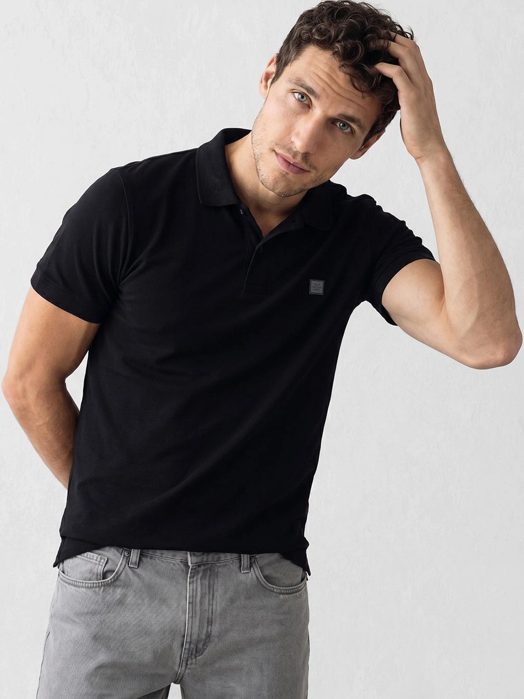 WROGN Men Polo Collar Slim Fit T-shirt