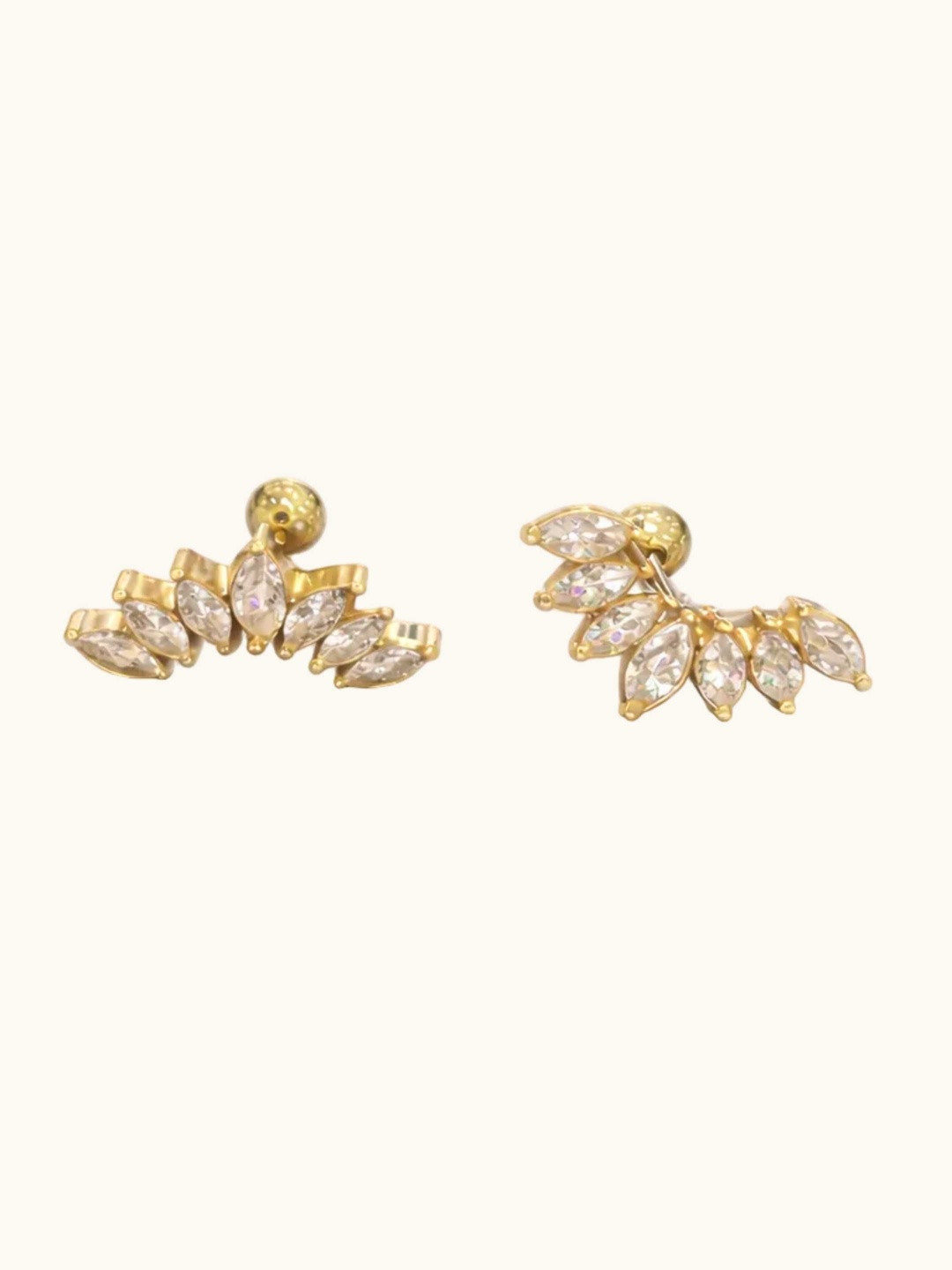 ZAISHA 18k Gold Plated Stainless Steel Waterproof & Anti-Tarnish Aurora Leaf Studs Earrings