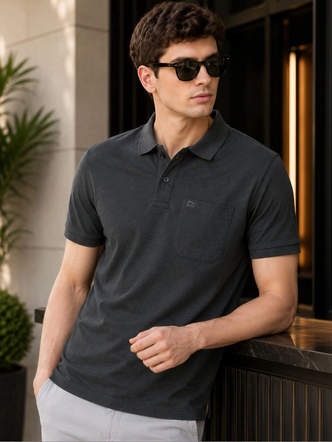 Stitch Hub Men Polo Collar Pockets T-shirt