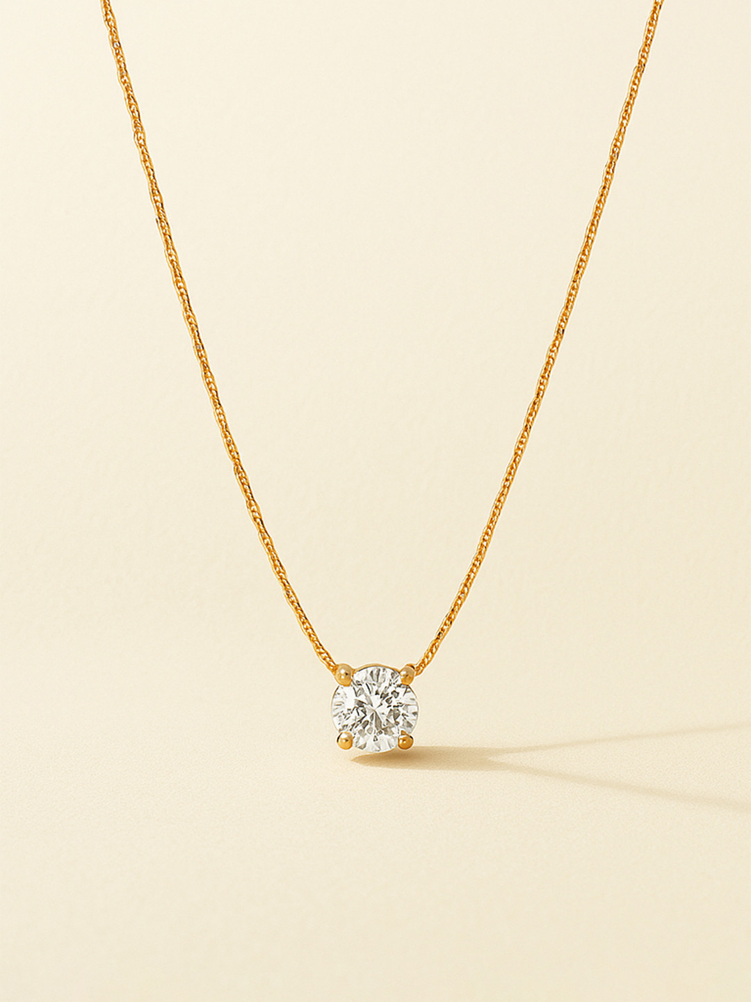 ZAISHA 18k Gold Plated Stainless Steel Tesoro Diamond Solitaire Necklace