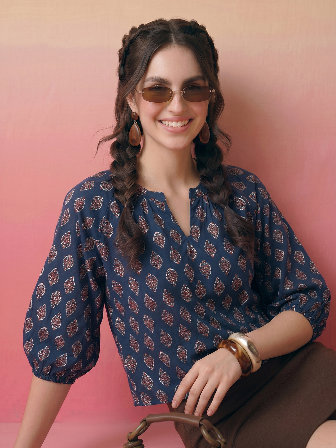 ZACCAI Ethnic Printed Casual Top