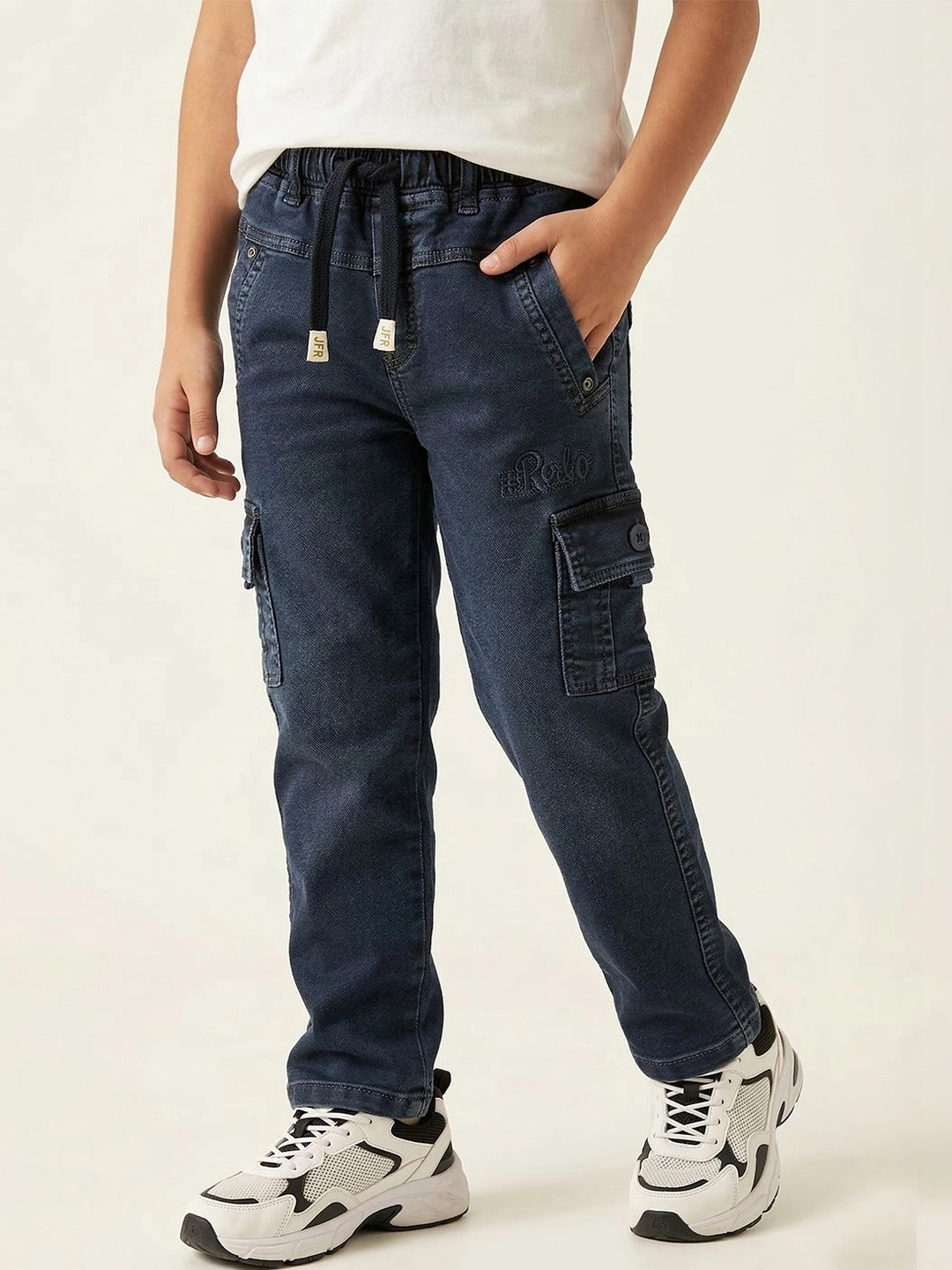 Dripteen Boys Straight Fit Mid-Rise Coated Stretchable Cotton Jeans