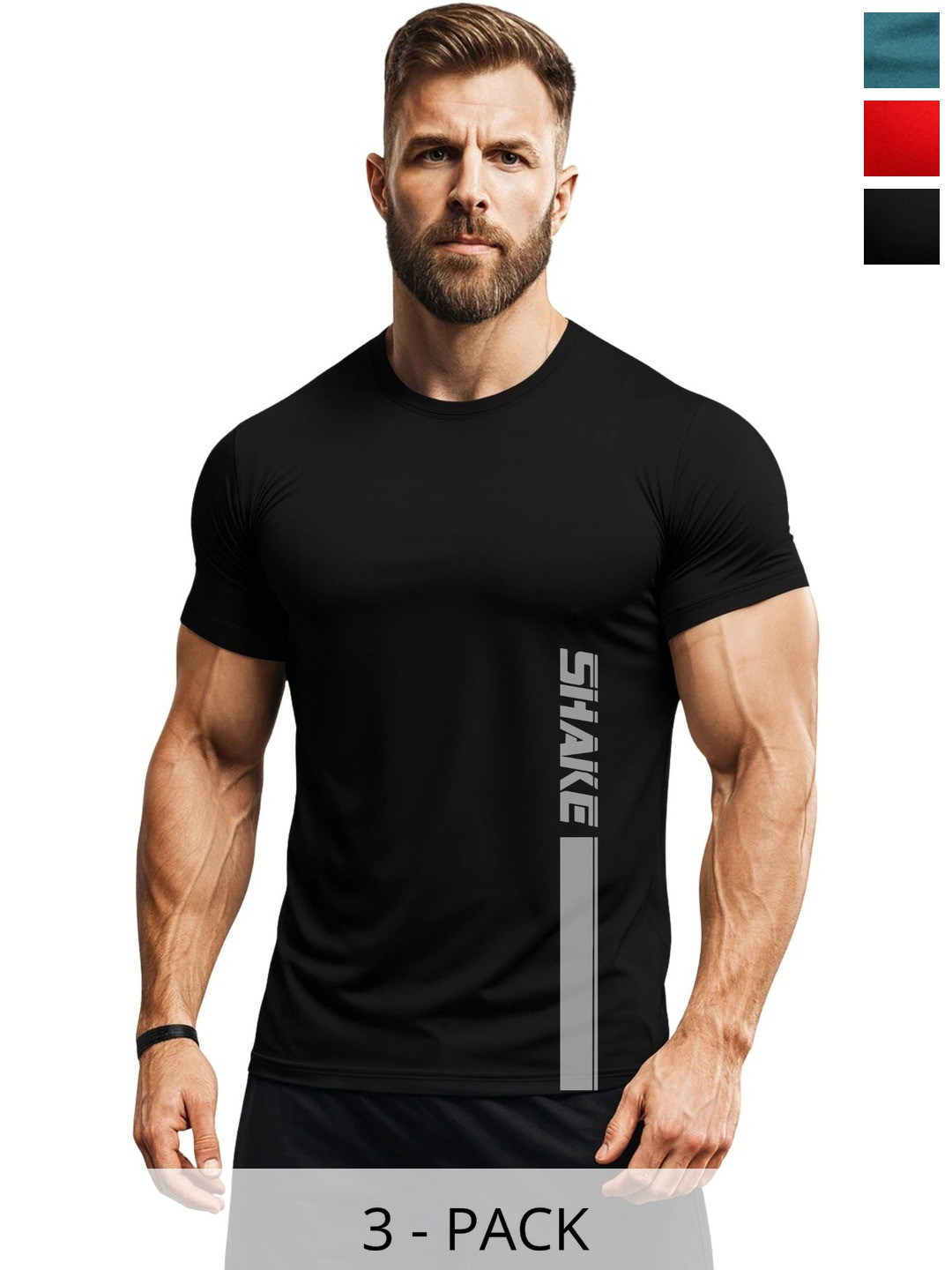 3Colors Men Typography 3 Printed Moisture Wicking T-shirt