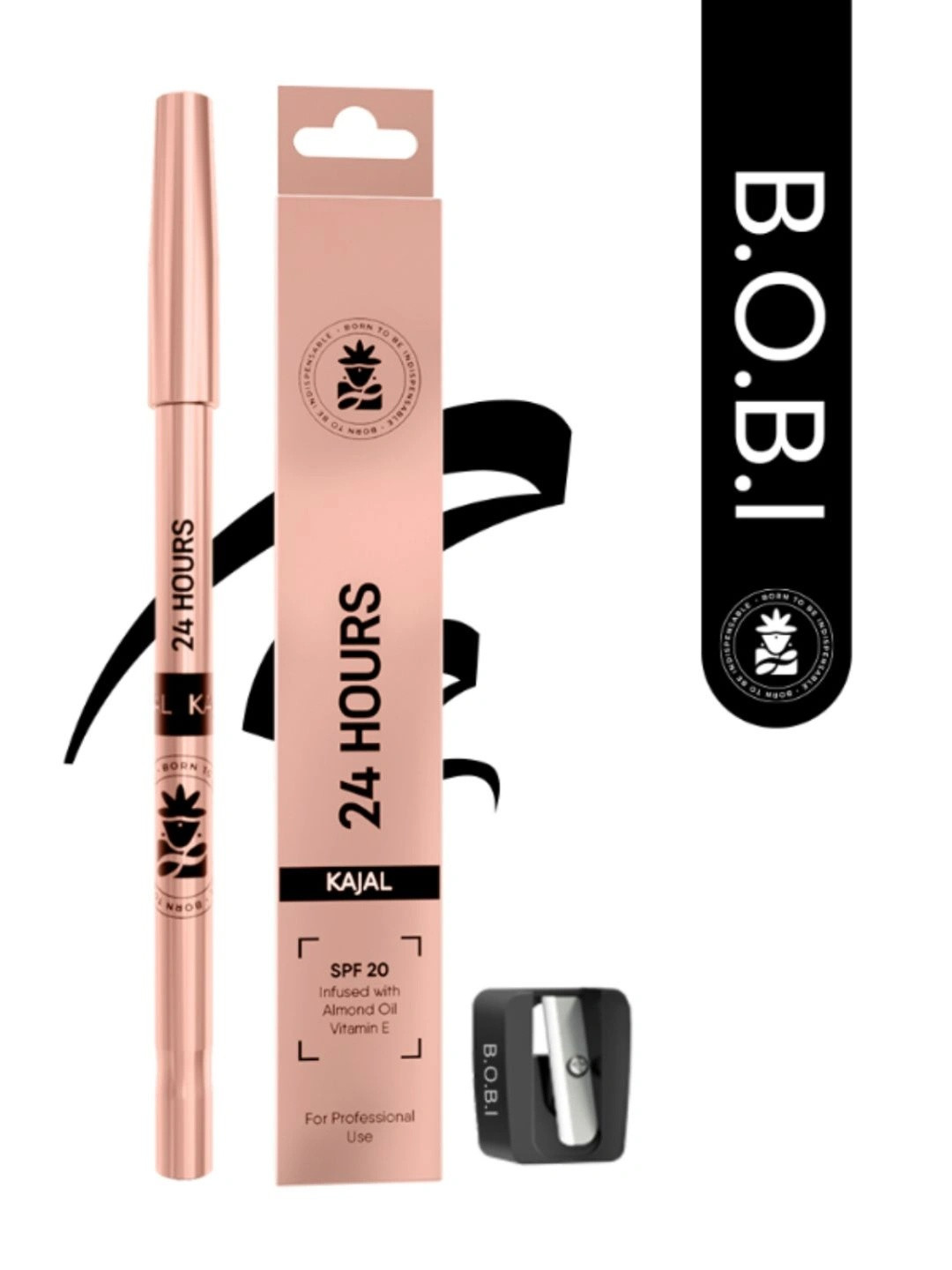 BOBI 24 Hour Long Lasting Kajal With Vitamin E- Black -1.5 g