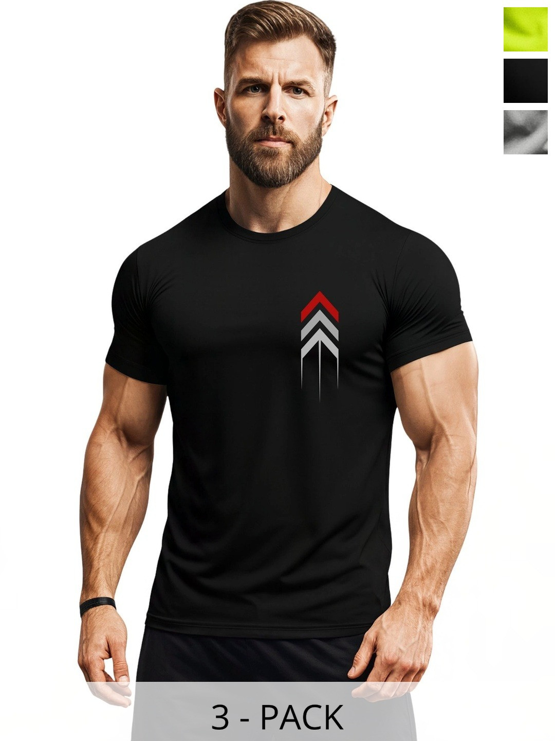 3Colors Men 3 Printed Moisture Wicking T-shirt