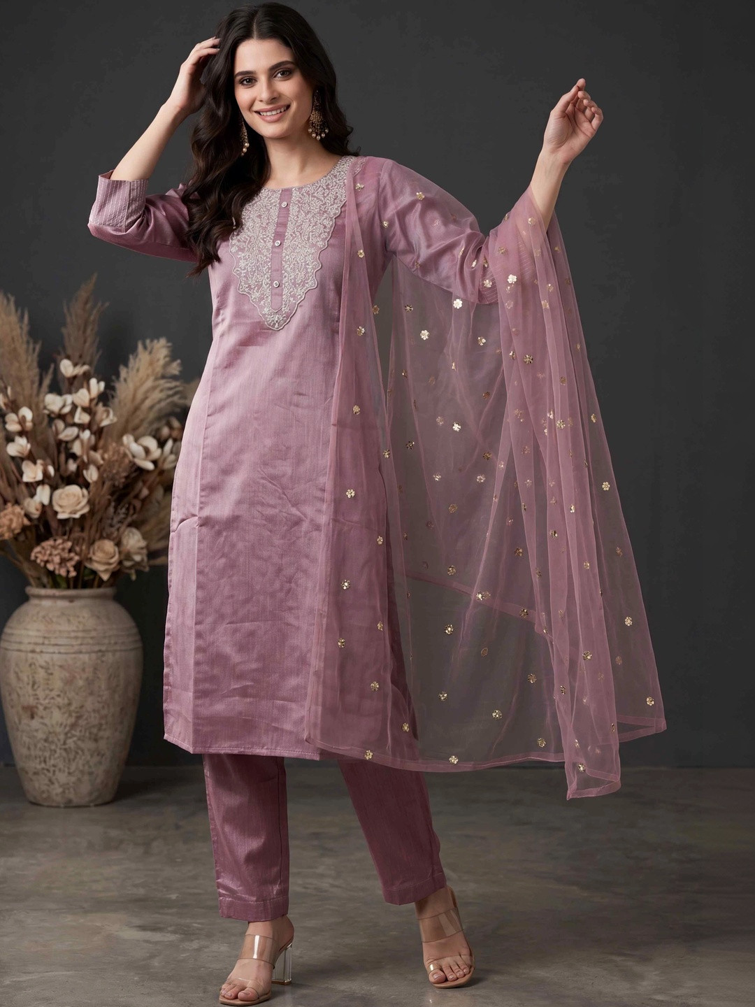 Balyx Women Ethnic Motifs Embroidered Regular Thread Work Kurta with Trousers & Dupatta