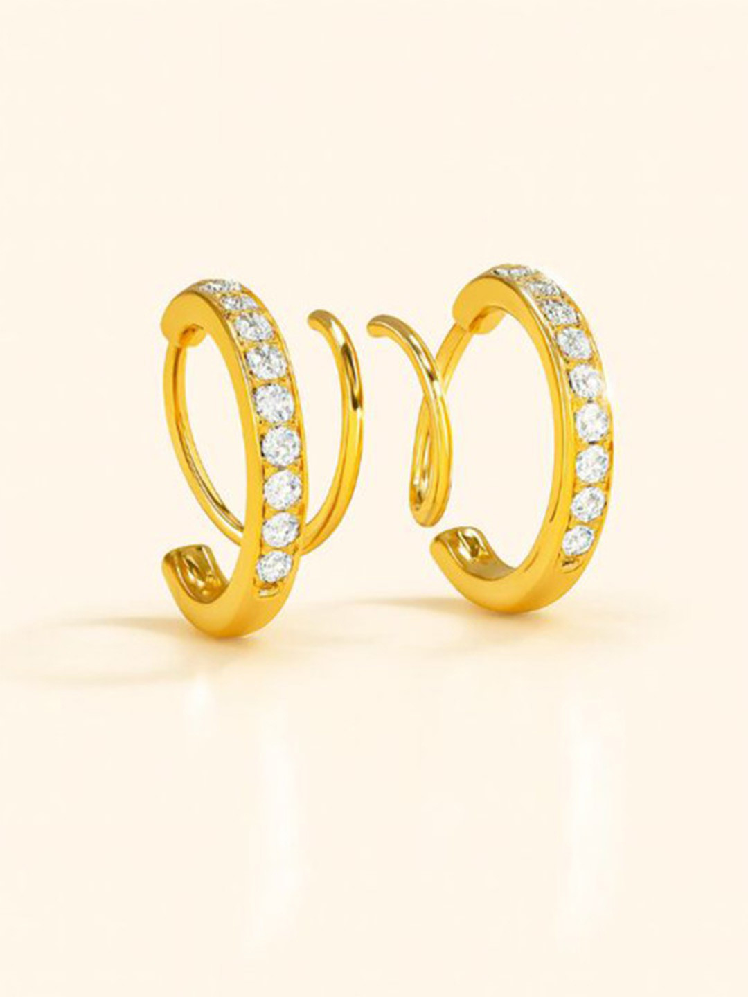 ZAISHA 18k Gold Plated Stainless Steel Spiralizo Zirconia Earrings