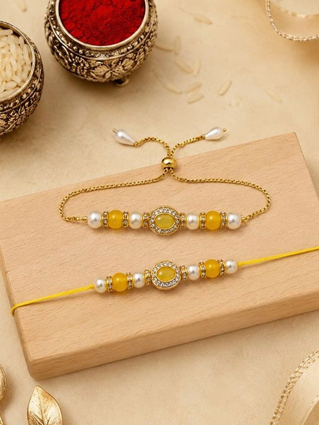 ASIDEA Pack Of 2 Bhaiya Bhabhi  Rakhi With Roli & Chawal