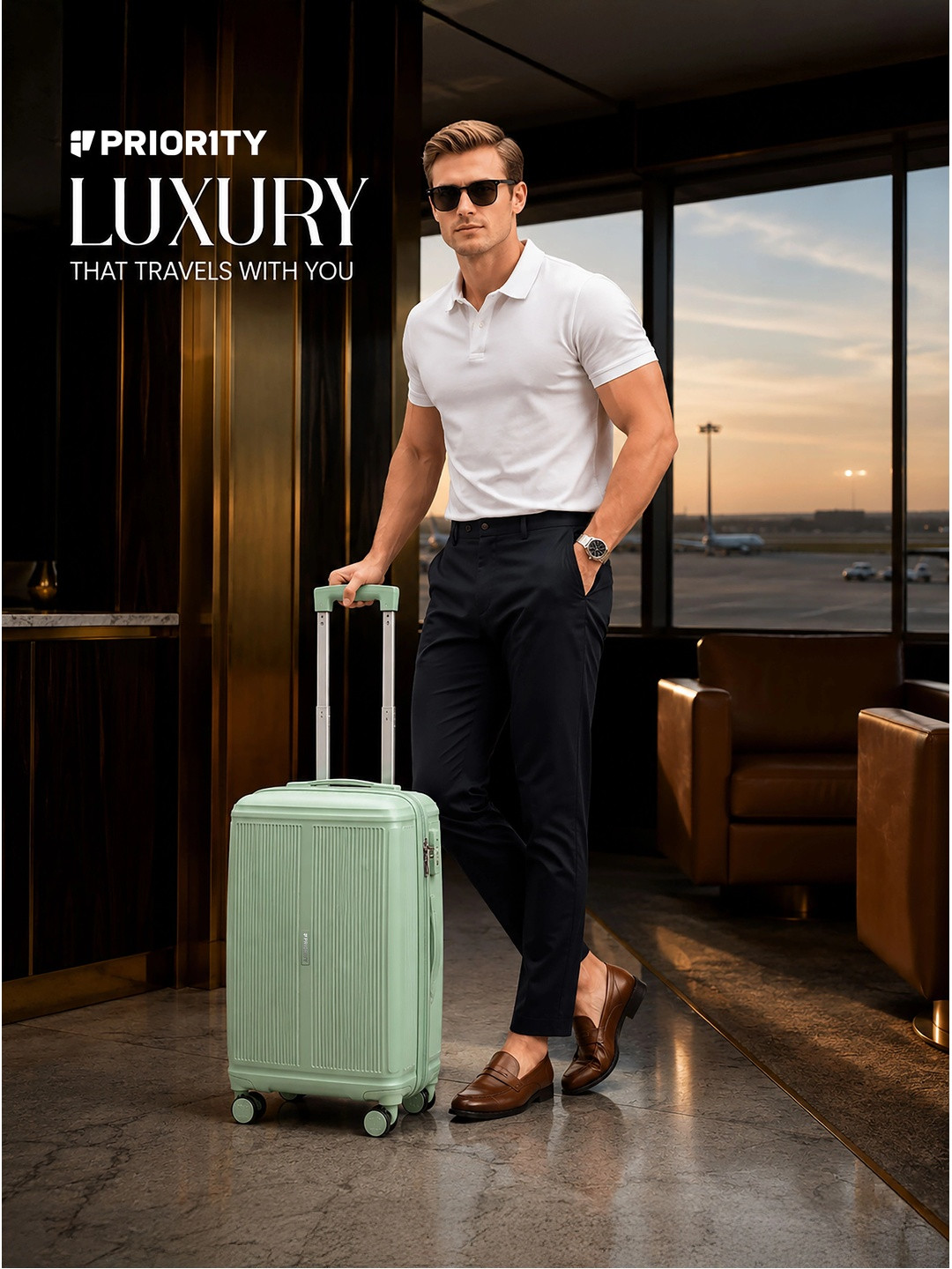 Priority Textured Hard-Sided Cabin Trolley Suitcase - 45 L