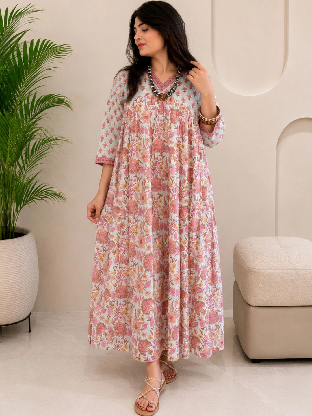 CORSICA Floral Print A-Line Maxi Dress