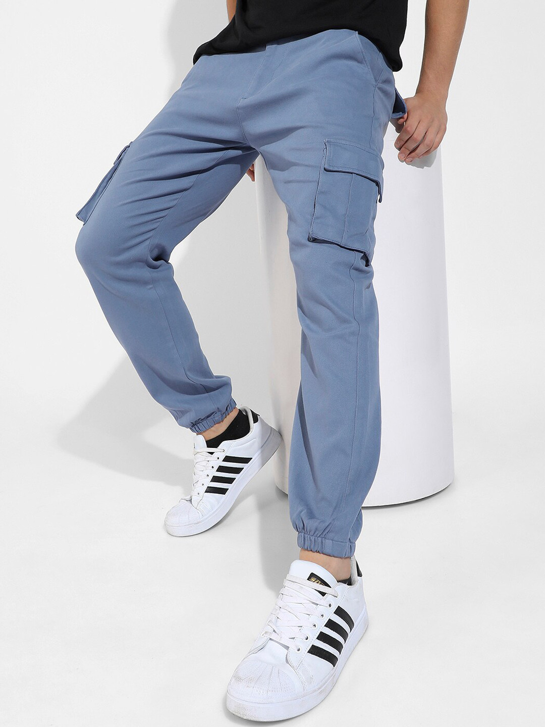 CAHOOT Men Blue Mid-Rise Relaxed Fit Cargos
