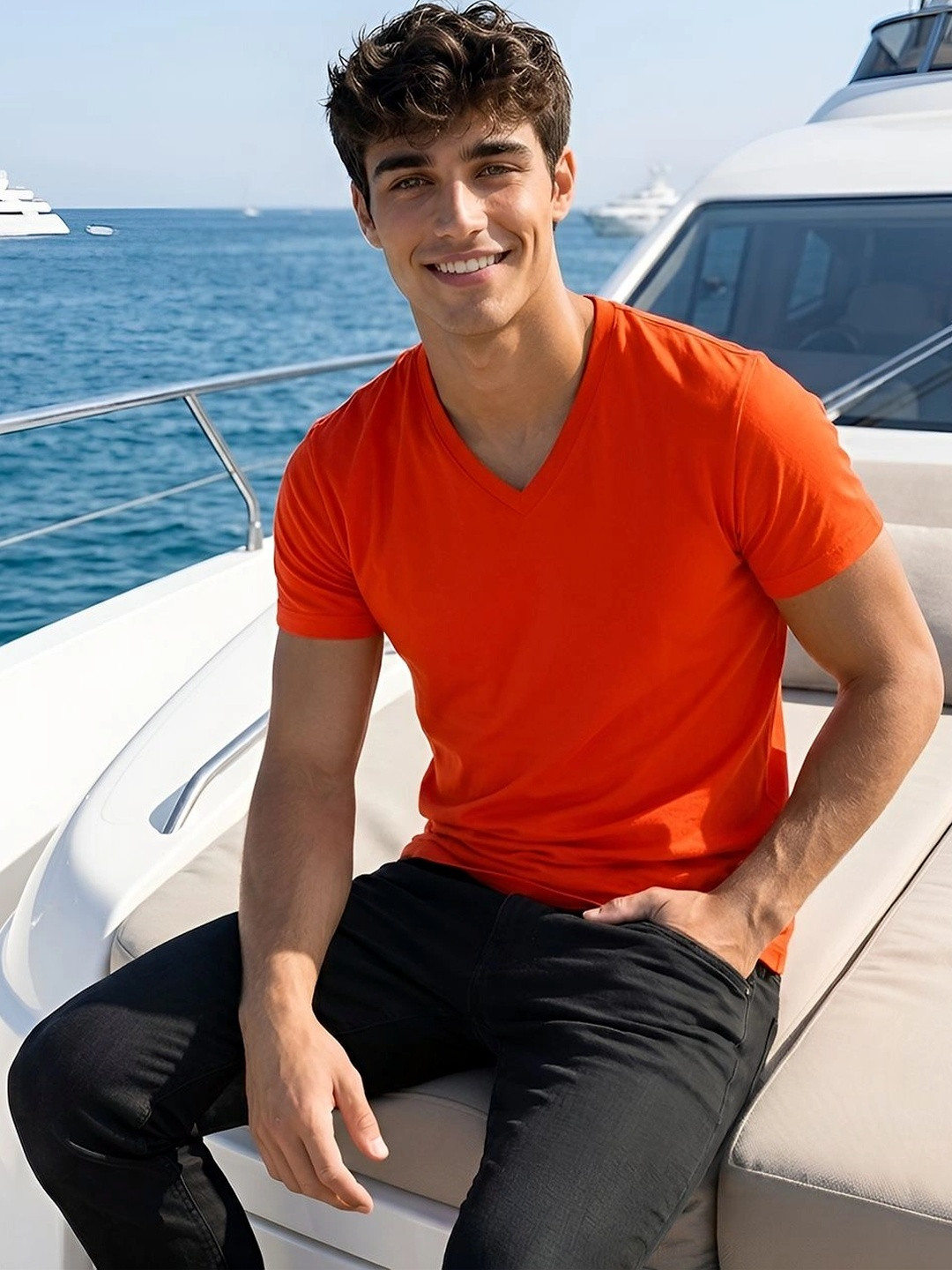 Trudam Men V-Neck T-shirt