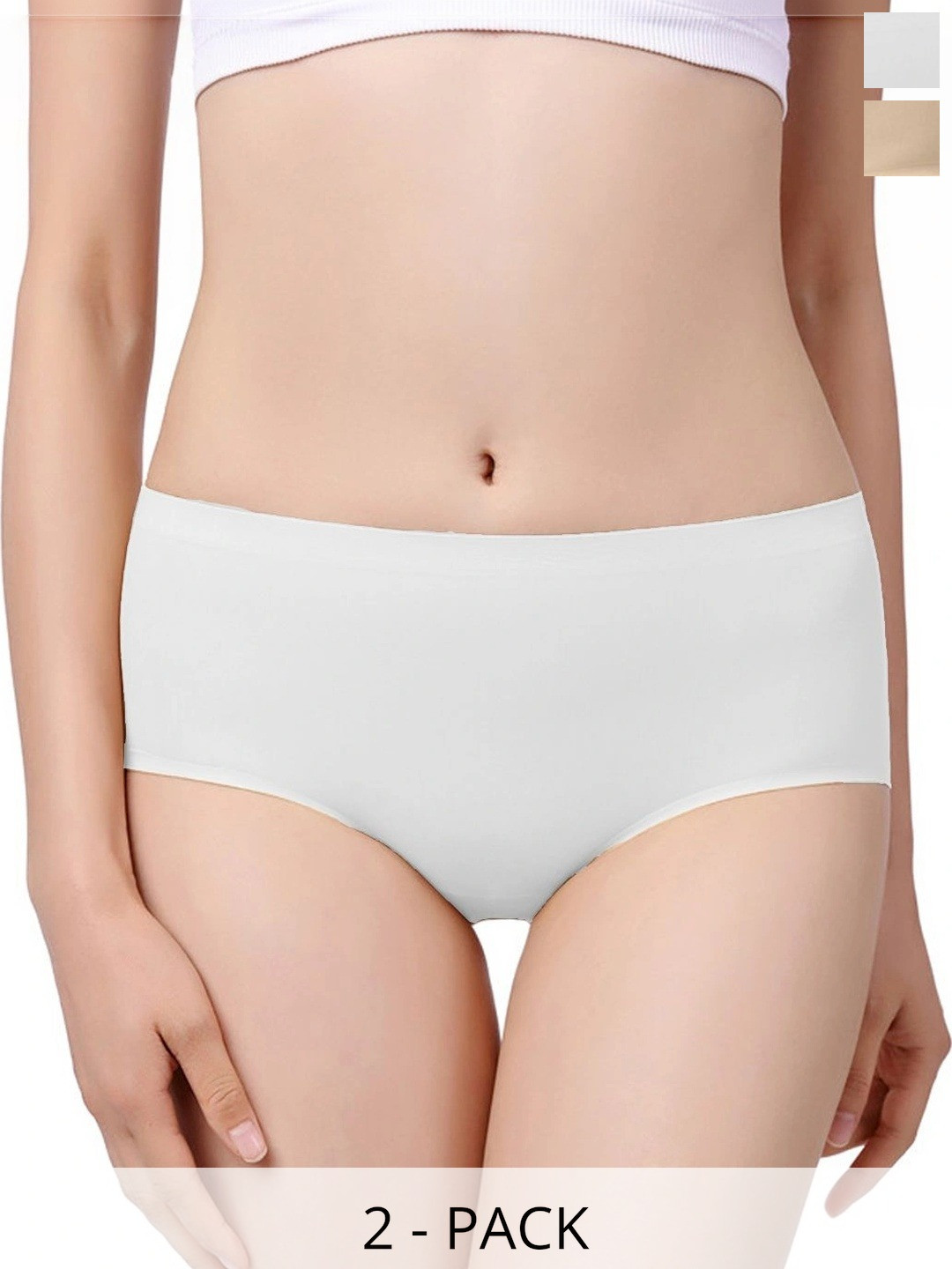Fimalia Women Pack of 2 Seamless Assorted Basic Briefs