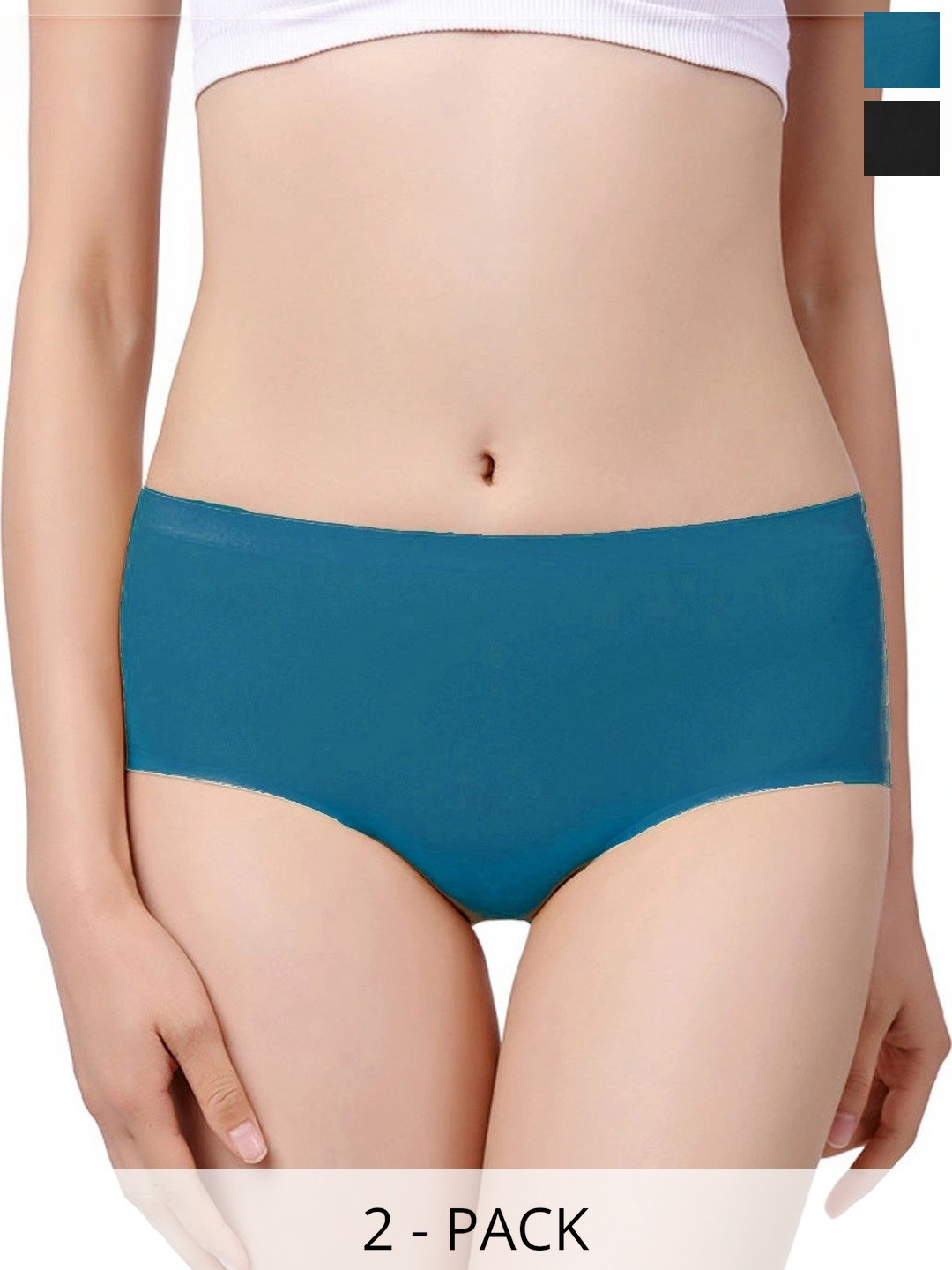 Fimalia Women Pack of 2 Seamless Assorted Basic Briefs