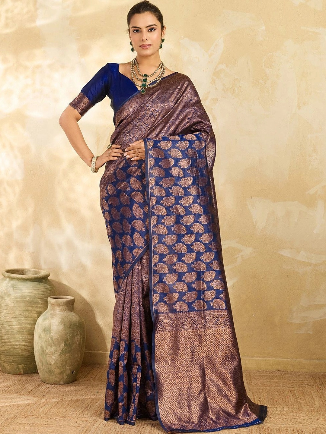 SGF11 Woven Design Zari Silk Blend Designer Banarasi Saree