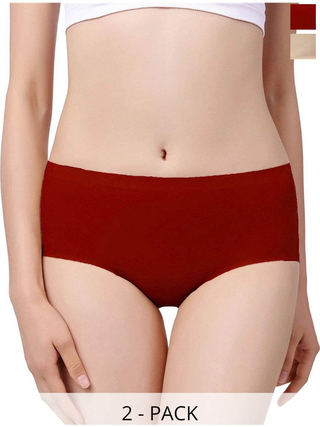 Fimalia Women Pack of 2 Seamless Assorted Basic Briefs