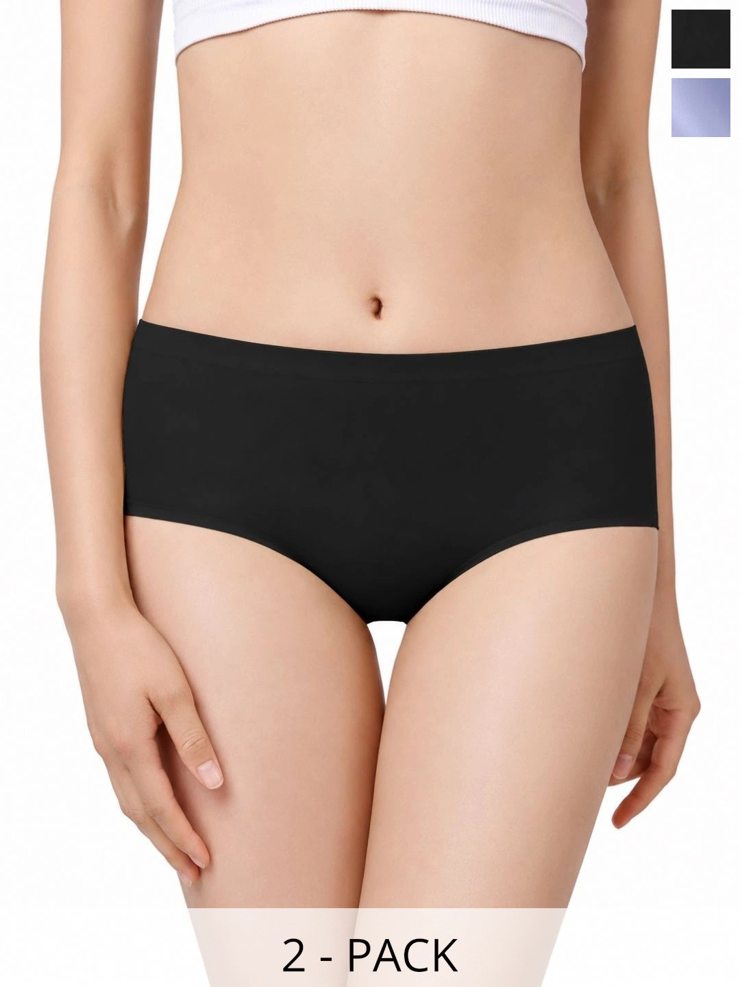 Fimalia Women Pack of 2 Seamless Assorted Basic Briefs