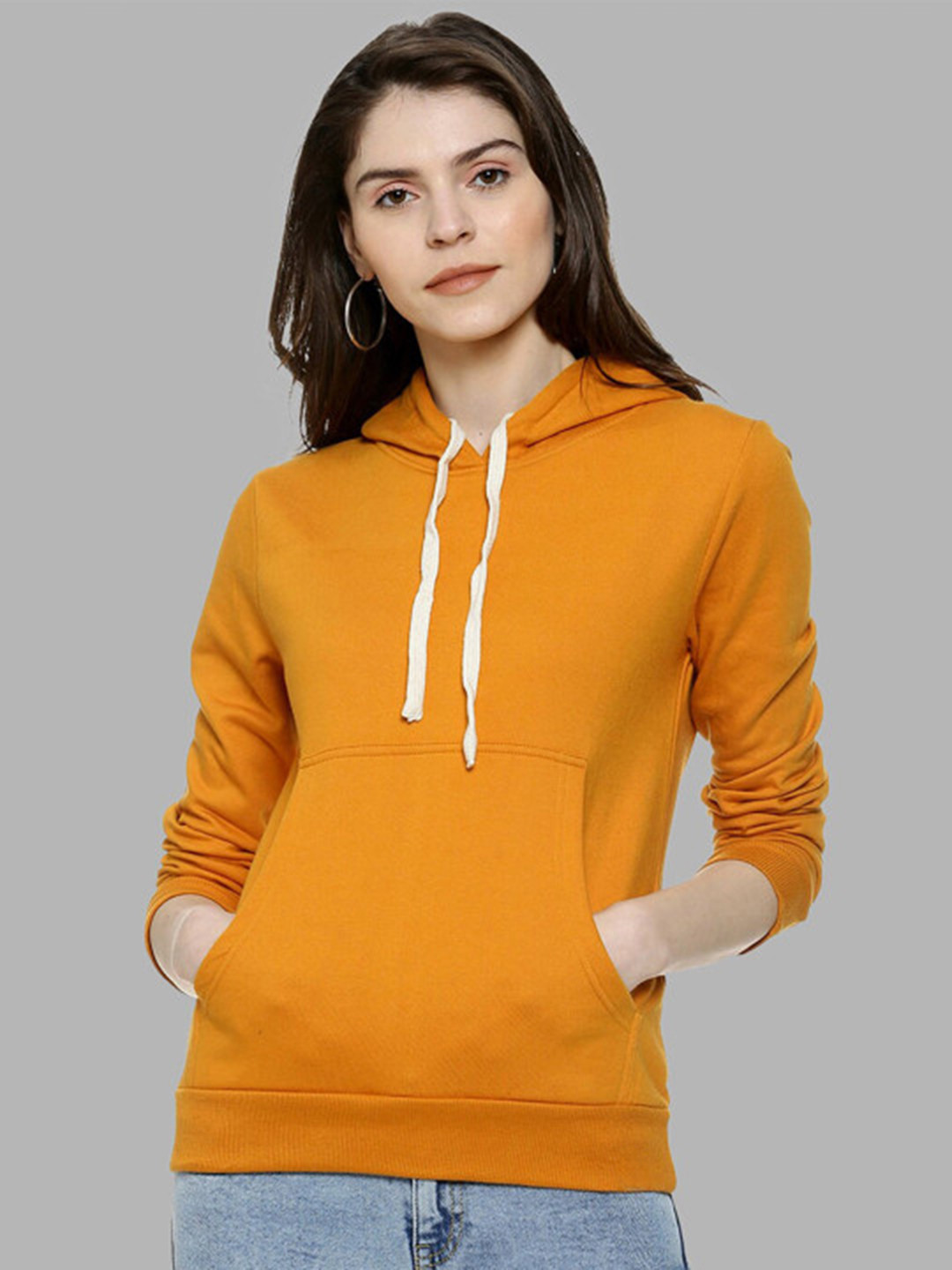 PINACOLADA Women Mustard Hooded Sweatshirt