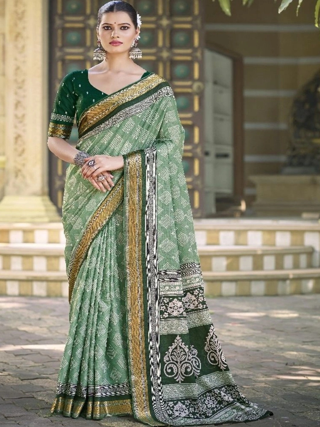 STITCHCROWN Pure Cotton Bagh Saree