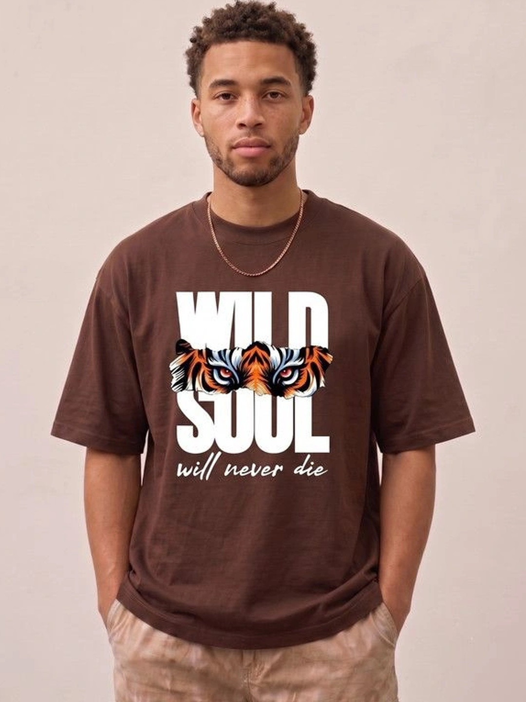 9TUNKI Men Printed Pure Cotton T-shirt