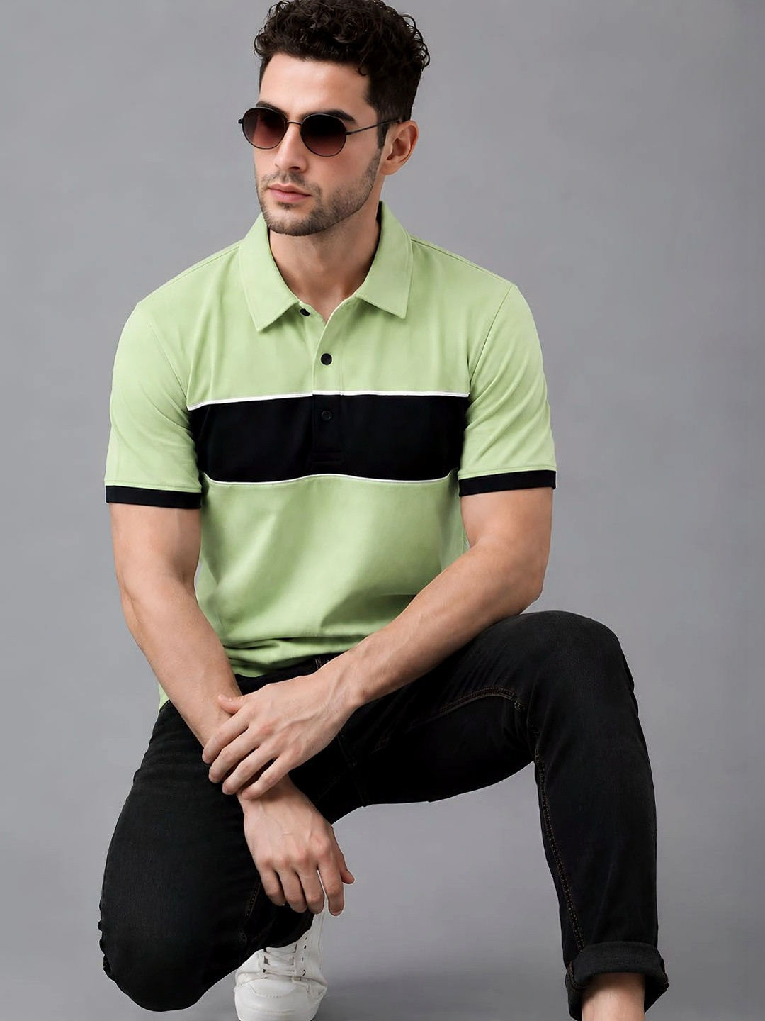SZN Men Colourblocked Polo Collar Bio Finish T-shirt