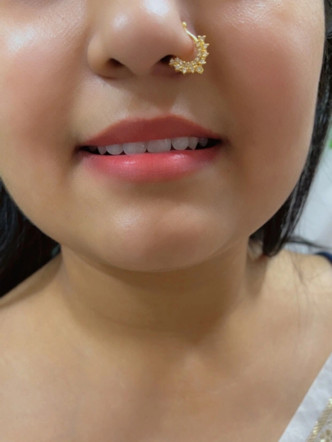 Raj Gems Gold-Plated Artificial Stones and Beads Septum Nosepin