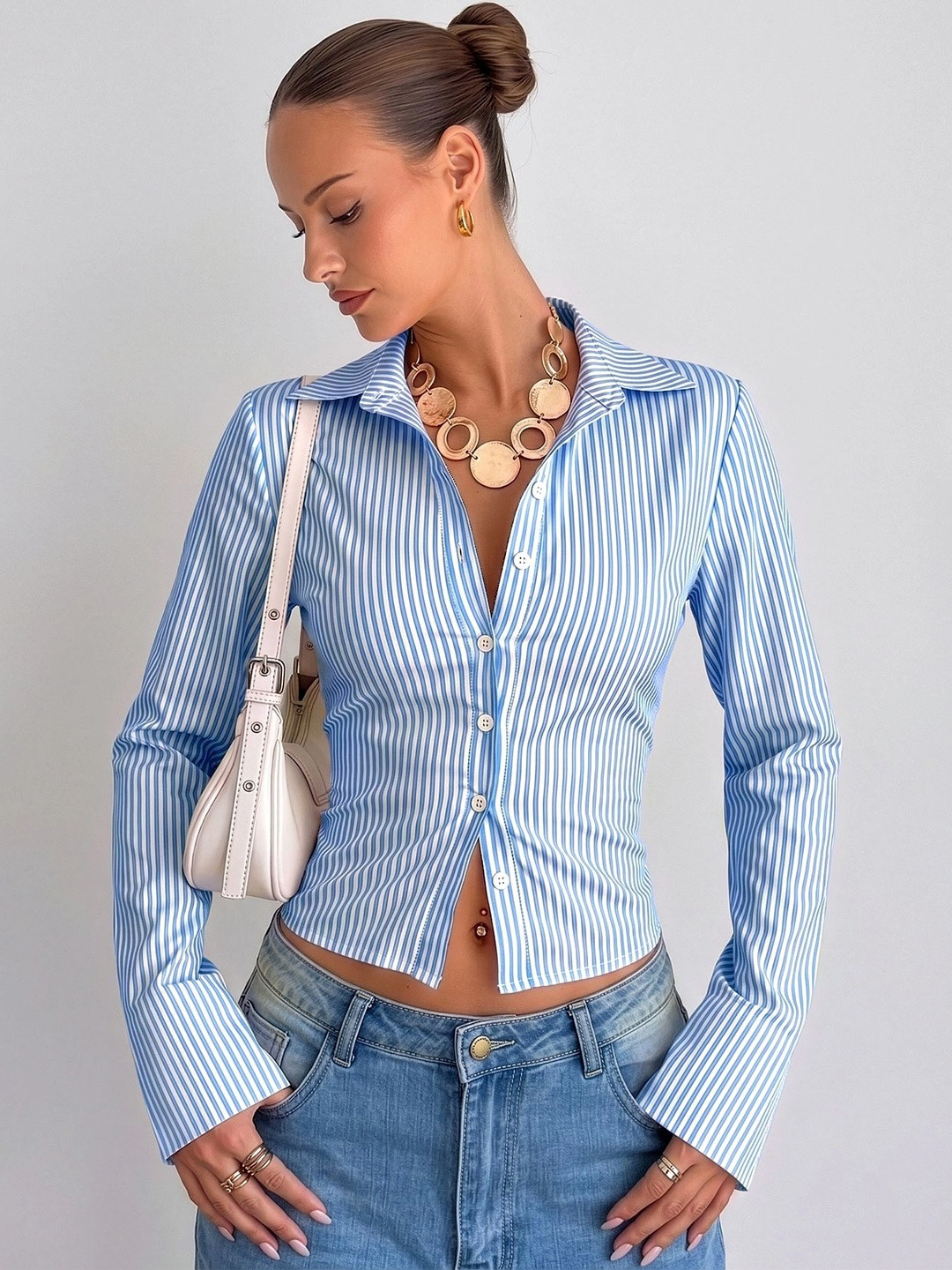 MULVARI Women Striped Casual Shirt