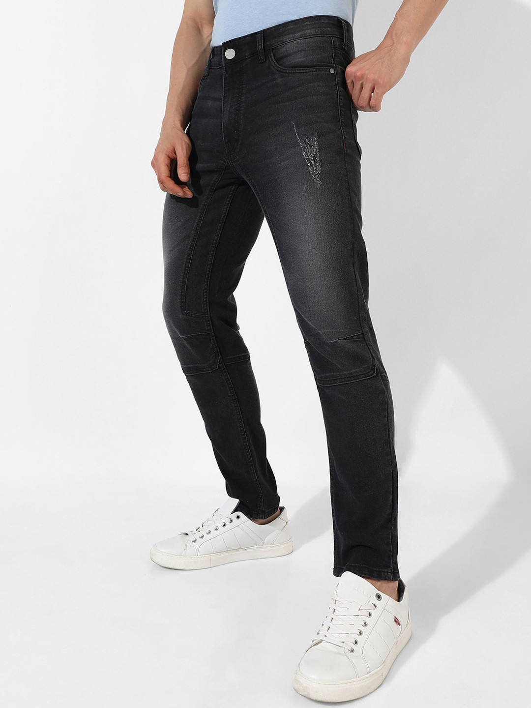 CAHOOT Men Smart Slim Fit Low Distress Heavy Fade Stretchable Cotton Jeans