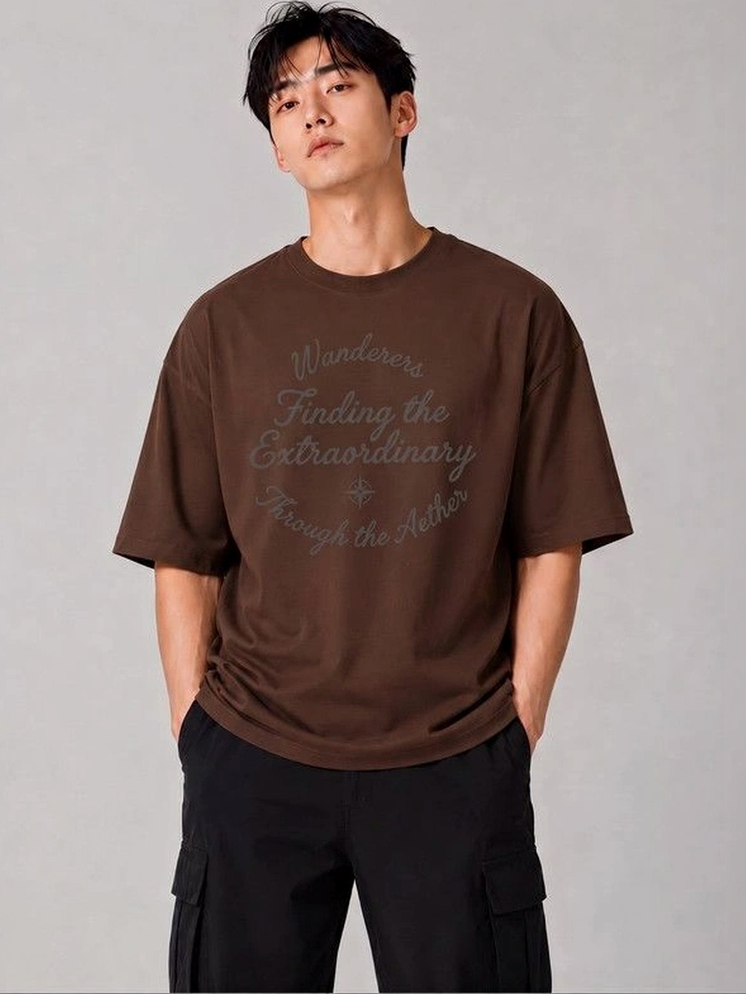 9TUNKI Men Typography Printed Pure Cotton T-shirt