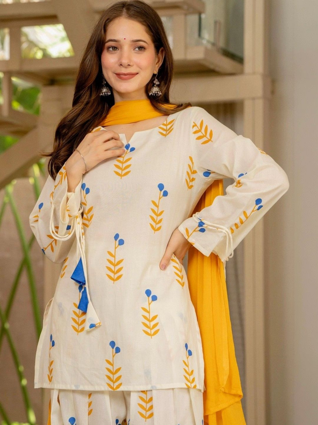 KALINI Women Ethnic Motifs Printed Regular Pure Cotton Kurta with Patiala & With Dupatta