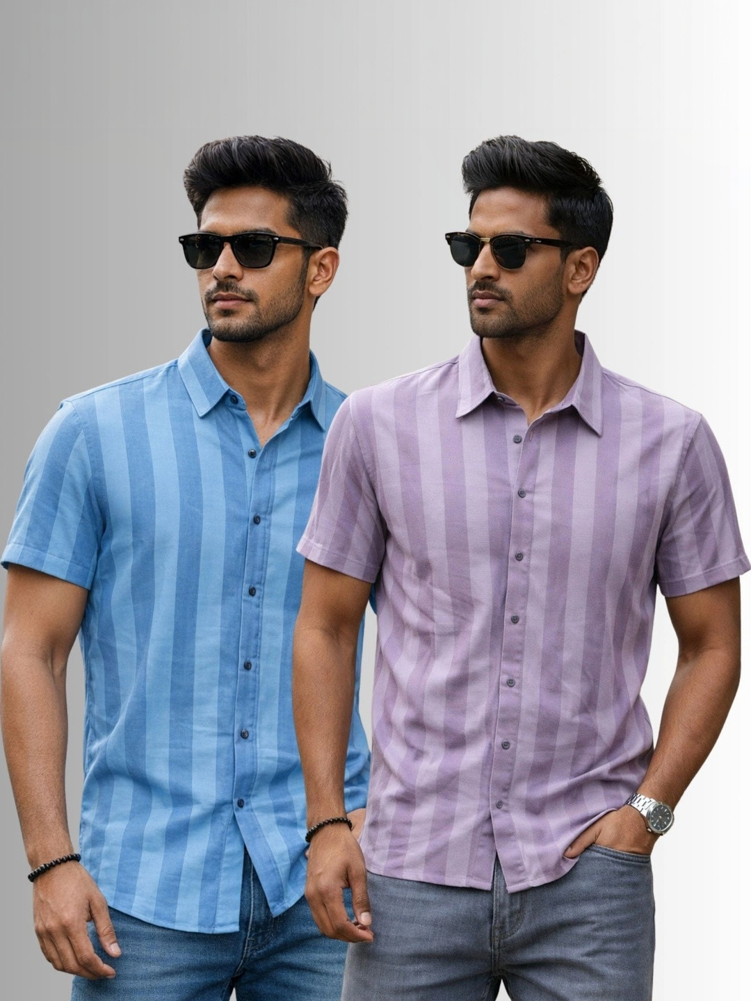 Here&Now X Parcel Yard Men Modern Striped Casual Shirt