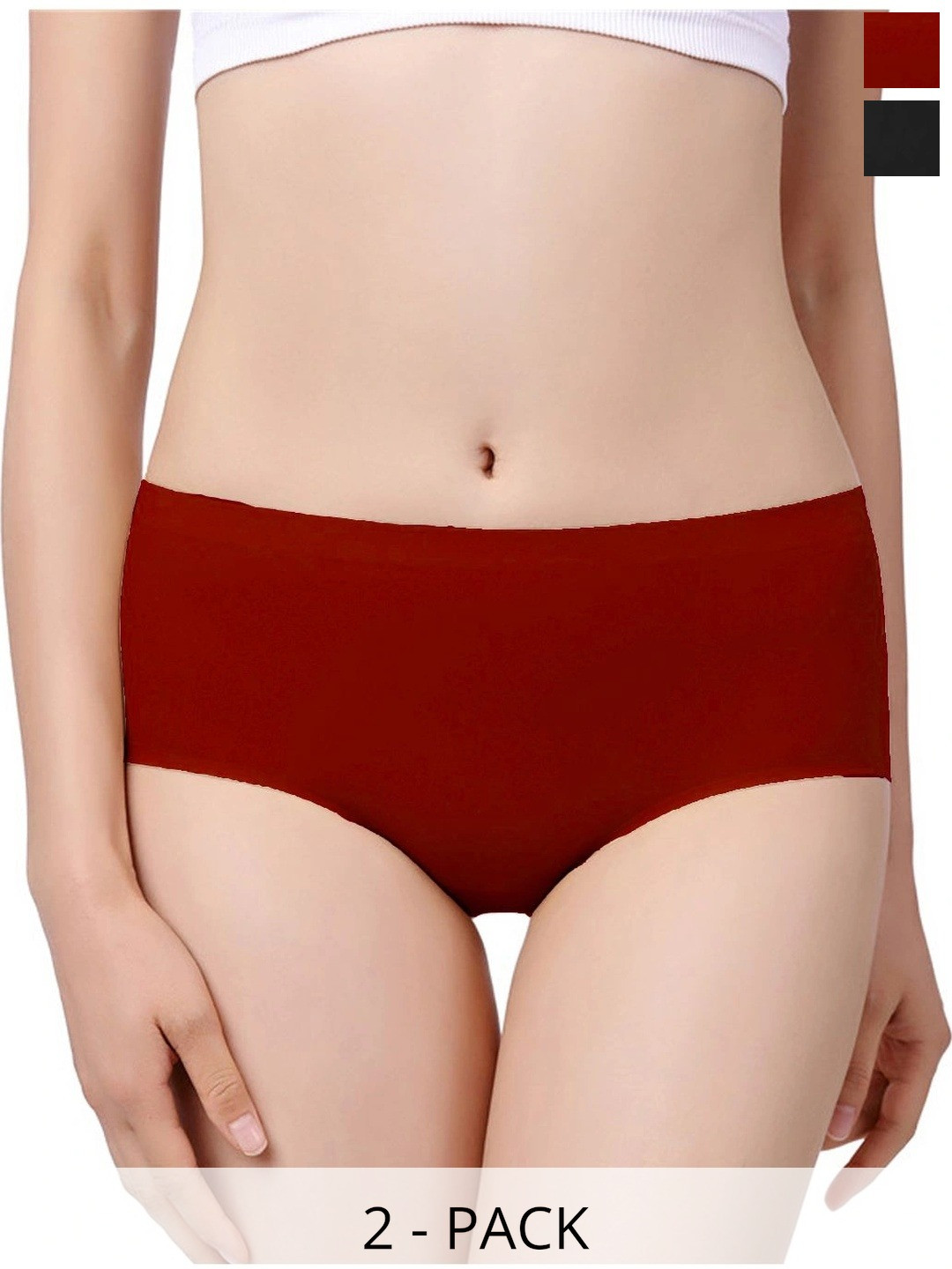 Fimalia Women Pack of 2 Seamless Assorted Basic Briefs