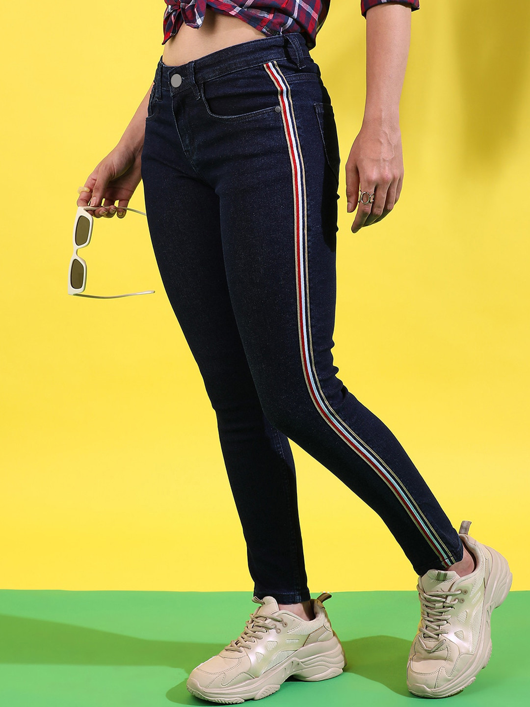 PINACOLADA Women Blue Smart High-Rise Clean Look Cotton Non Stretchable Jeans