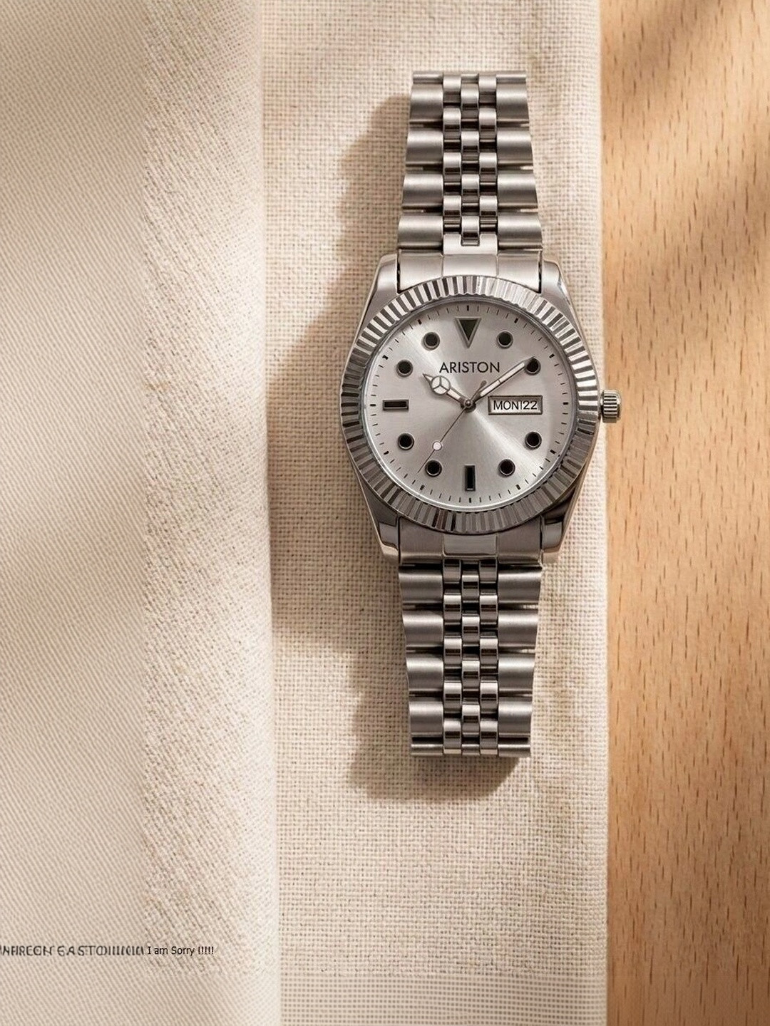 ARISTON Men Brass Dial & Stainless Steel Bracelet Style Straps Analogue Watch Rolex Silver