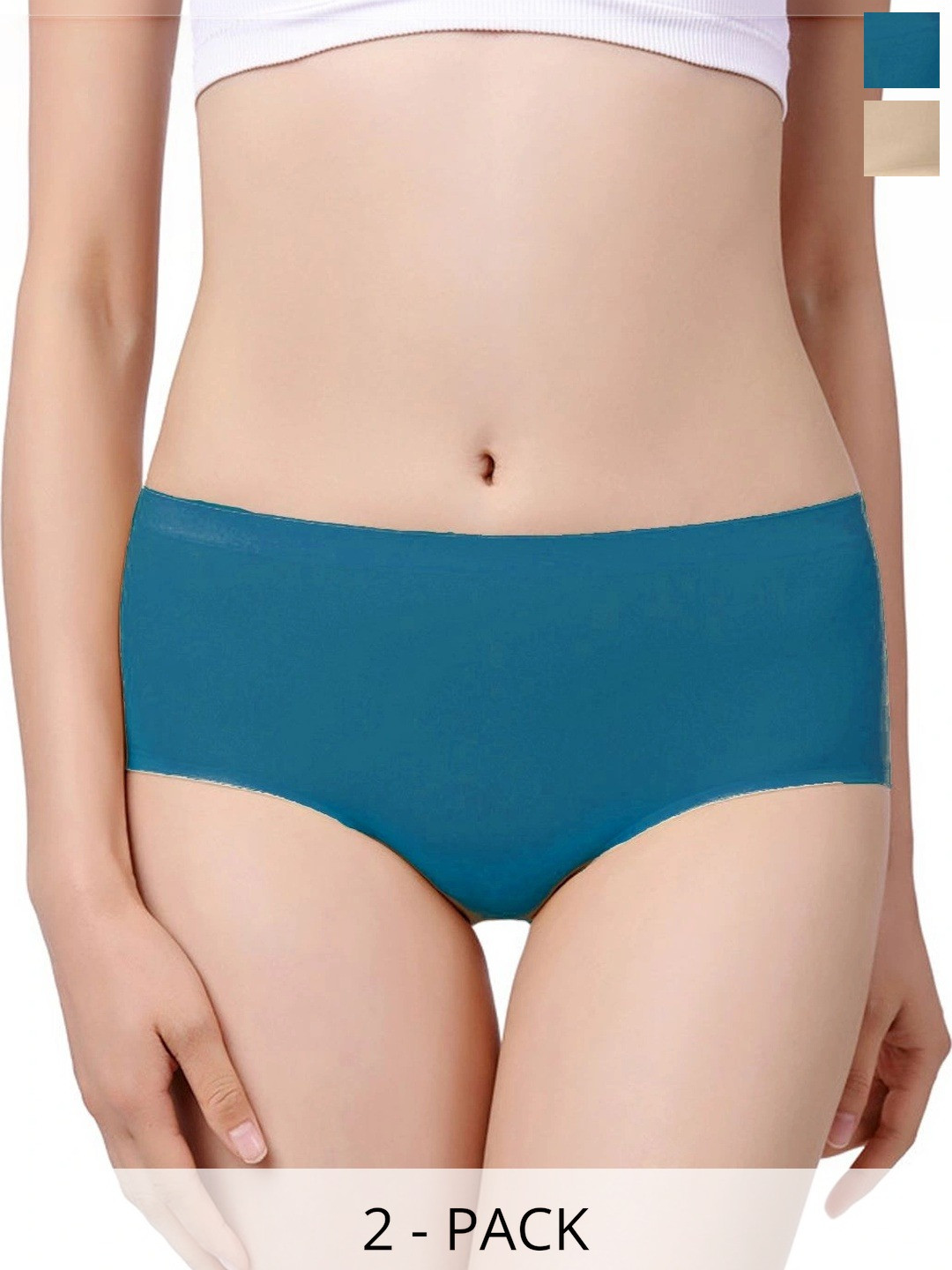 Fimalia Women Pack of 2 Seamless Assorted Hipster Briefs