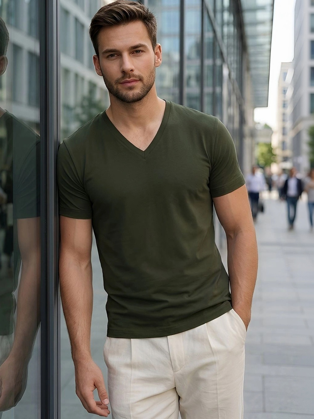 Trudam Men V-Neck T-shirt