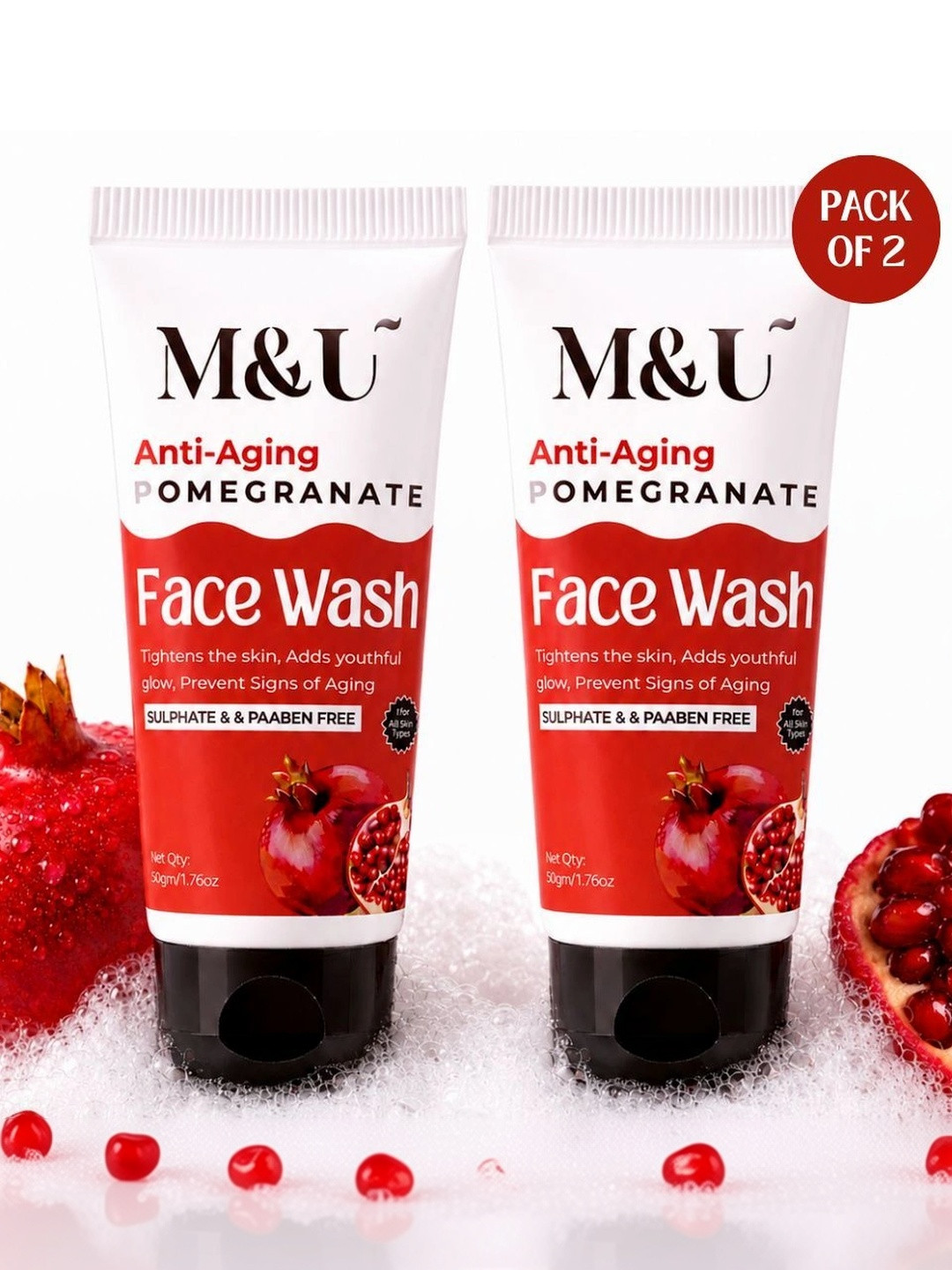 M&U Set Of 2 Anti Aging Pomegranate Face Wash - 50 g Each