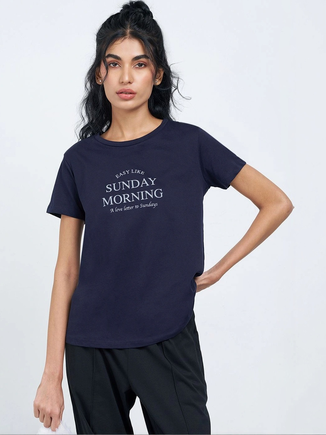 Dreamz by Pantaloons Printed Cotton Round Neck Regular Lounge Tshirts