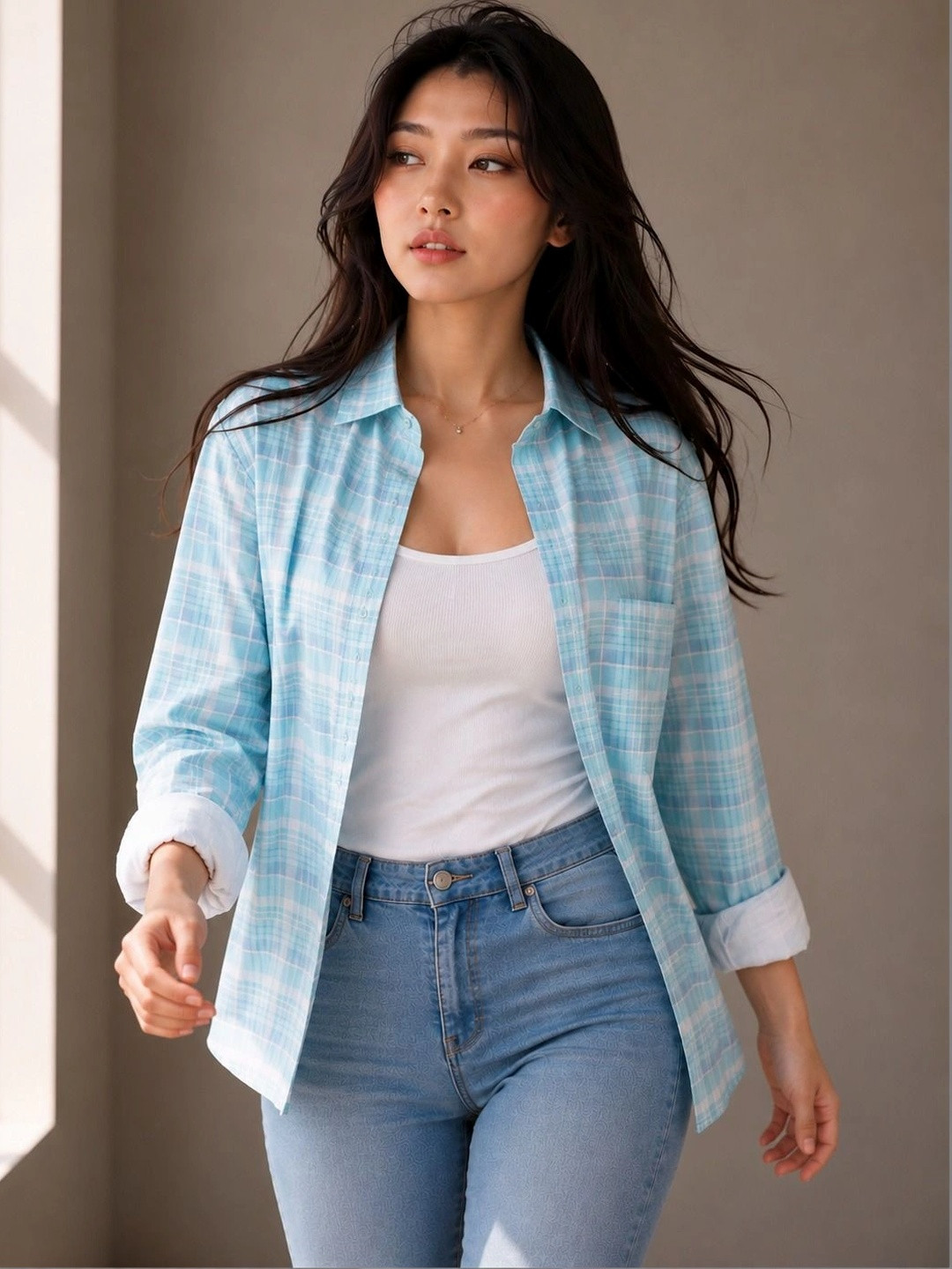 BAESD Women Checked Casual Shirt