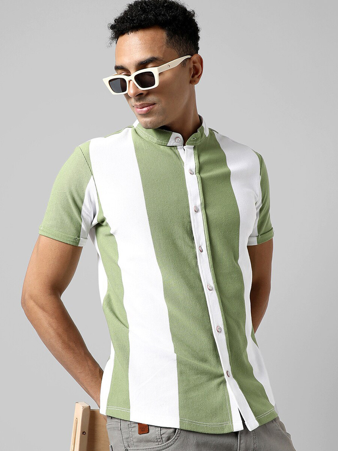 CAHOOT Classic Fit Vertical Striped Cotton Casual Shirt