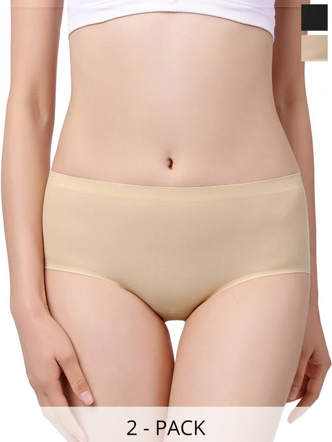Fimalia Women Pack of 2 Seamless Assorted Basic Briefs