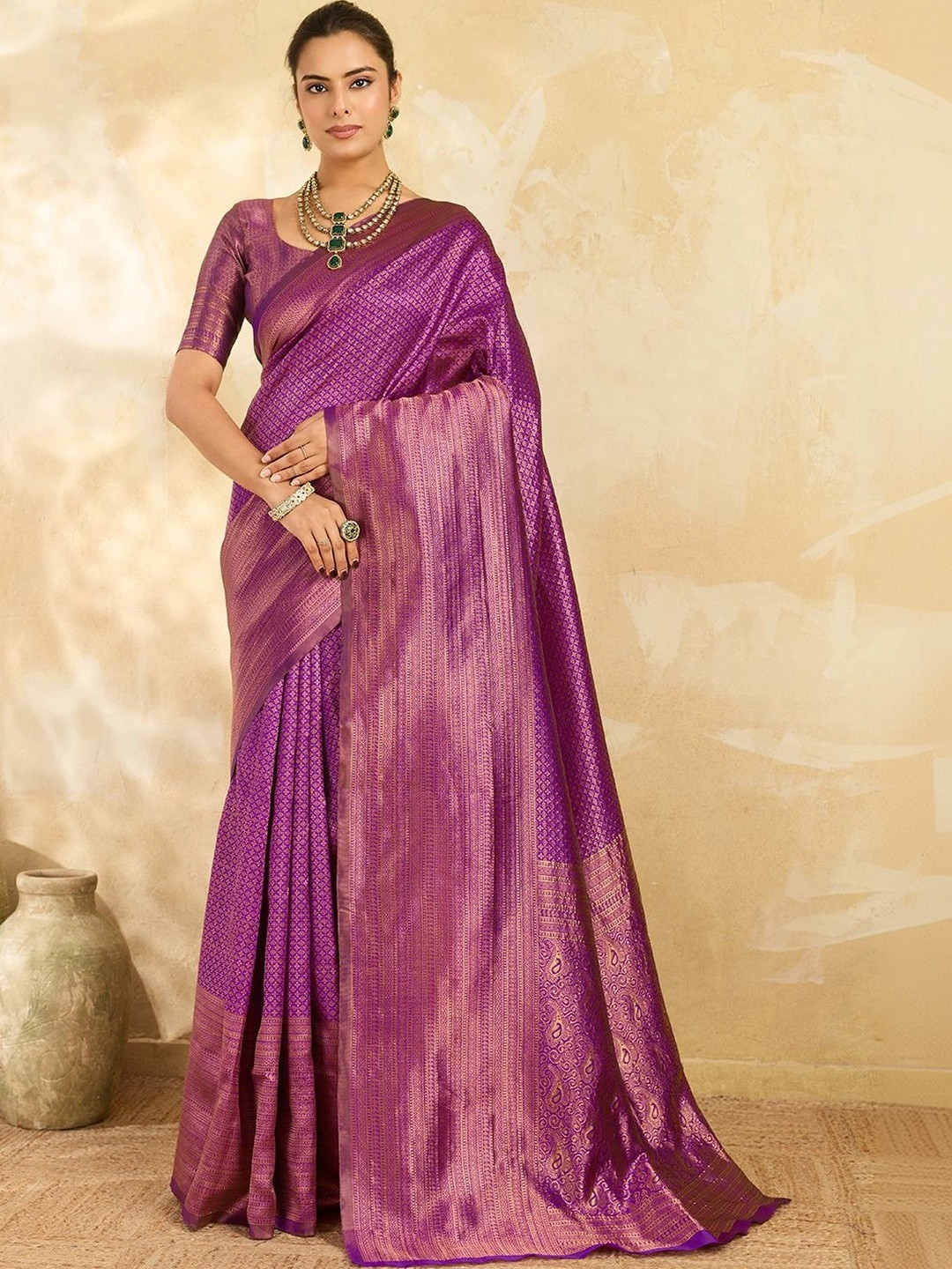 SGF11 Floral Zari Silk Blend Designer Banarasi Saree