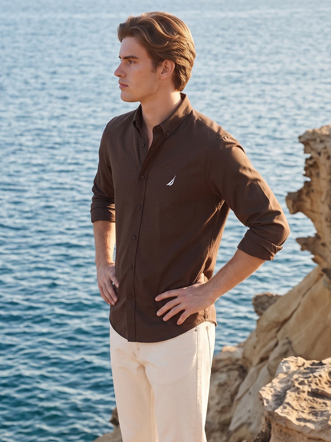 Nautica Slim Fit Pure Cotton Casual Shirt