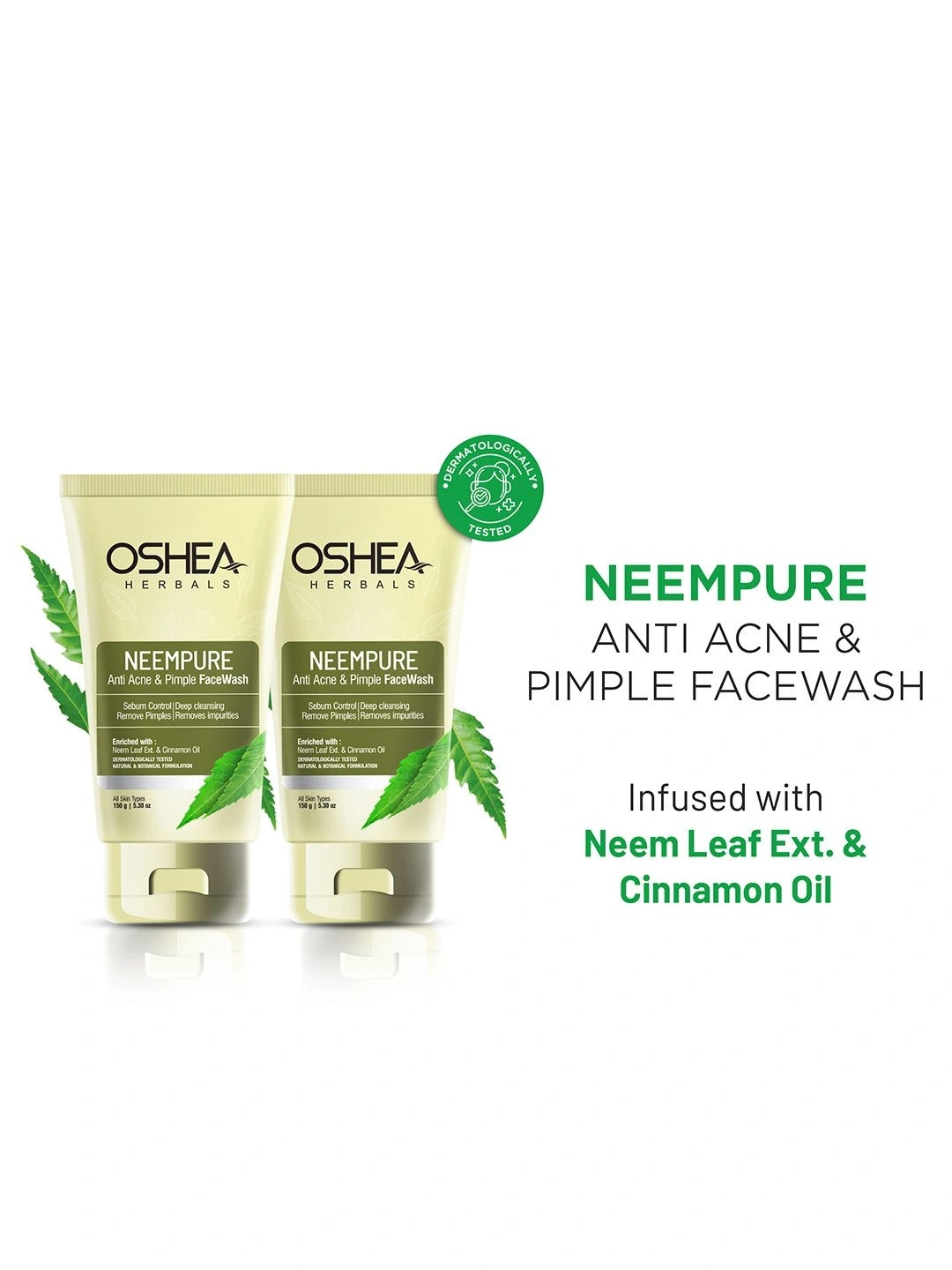 Oshea Herbals Pack of 2 Neempure Anti Acne & Pimple Face Wash