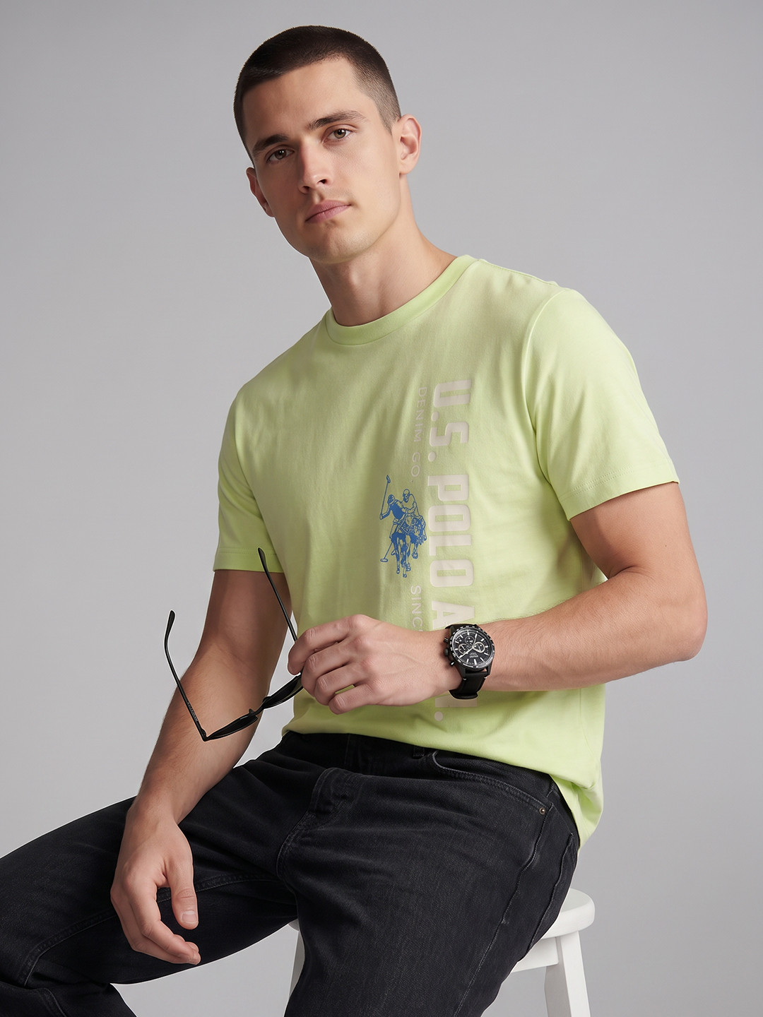 U.S. Polo Assn. Denim Co. Brand Logo Printed Pure Cotton T-shirt